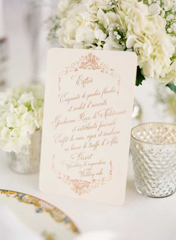 Wedding Menu stationery