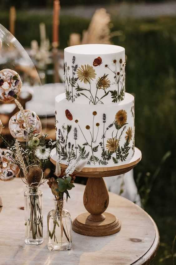 boho wedding cake - rustic boho wedding cake - two tier boho wedding cake 