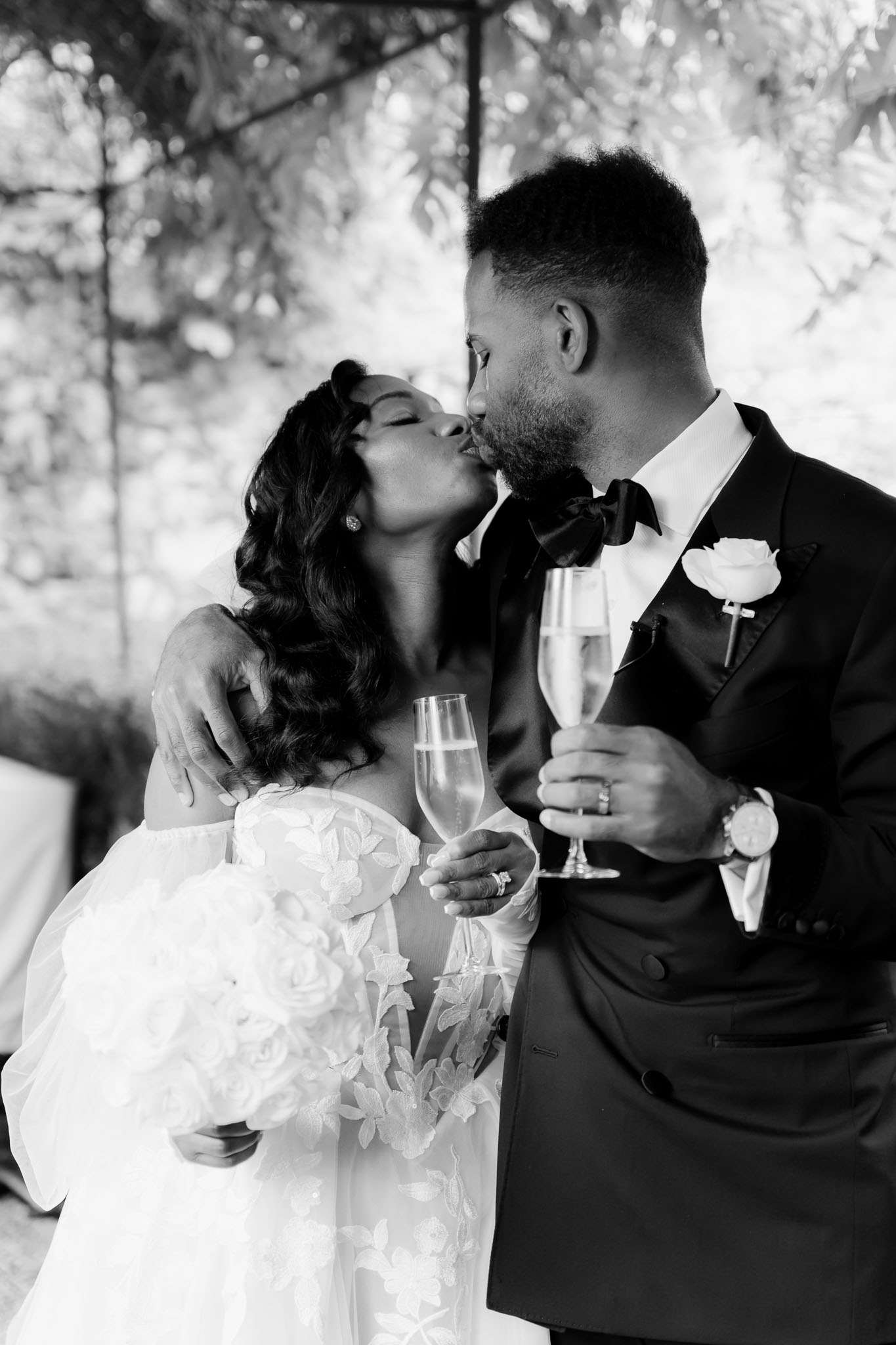 All-White Florals and Black Tie at Chateau de Vallery, Burgundy