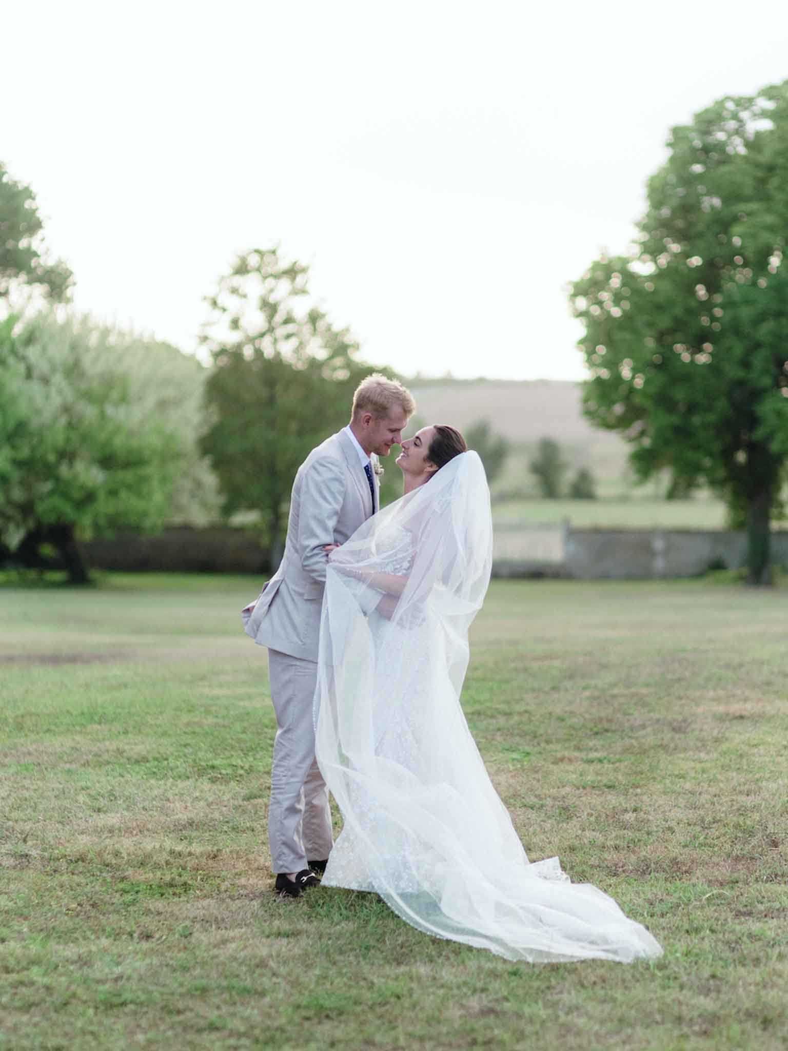 All-White Woodland Vows and Barn Dancing at Chateau de Brives, Cognac