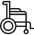 This image is a small, low-resolution icon or pictogram depicting a wheelchair symbol in black and white line art. It does not appear to be a wedding photograph — no people, wedding settings, or event details are visible.