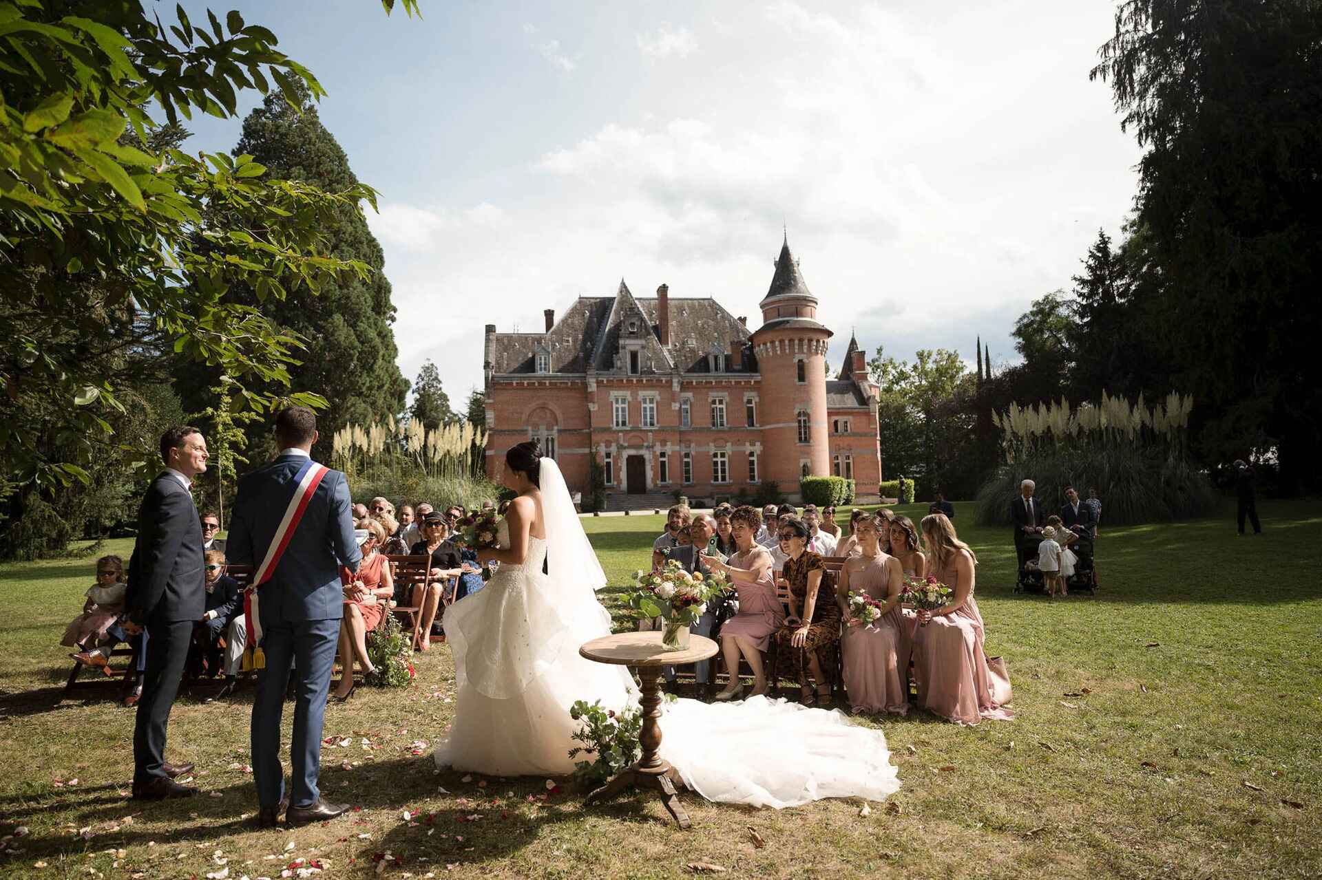 Burgundy Roses and Three Languages at Chateau St Michel, Pyrenees