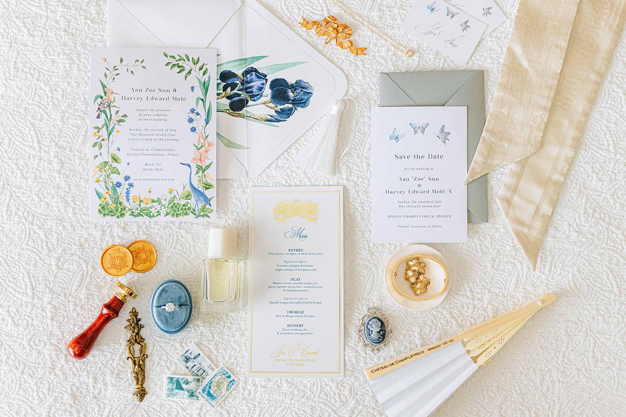 Couple portrait at Chateau de Champlatreux photographed by Morgane Ball