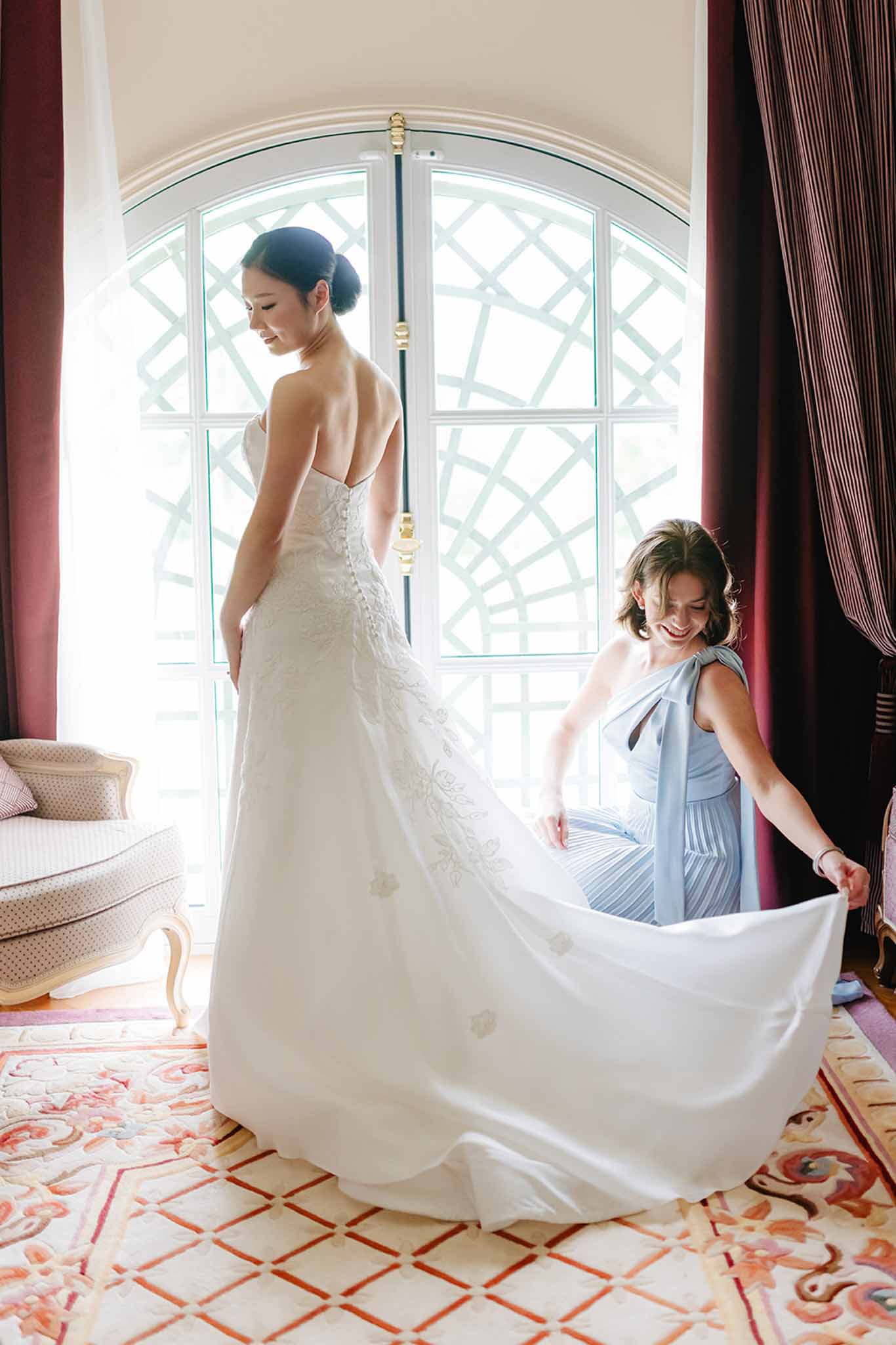 Couple portrait at Chateau de Champlatreux photographed by Morgane Ball