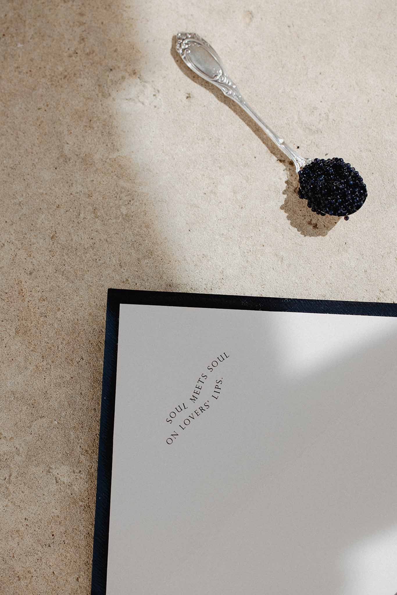 Flat lay of wedding vow cards and stationery