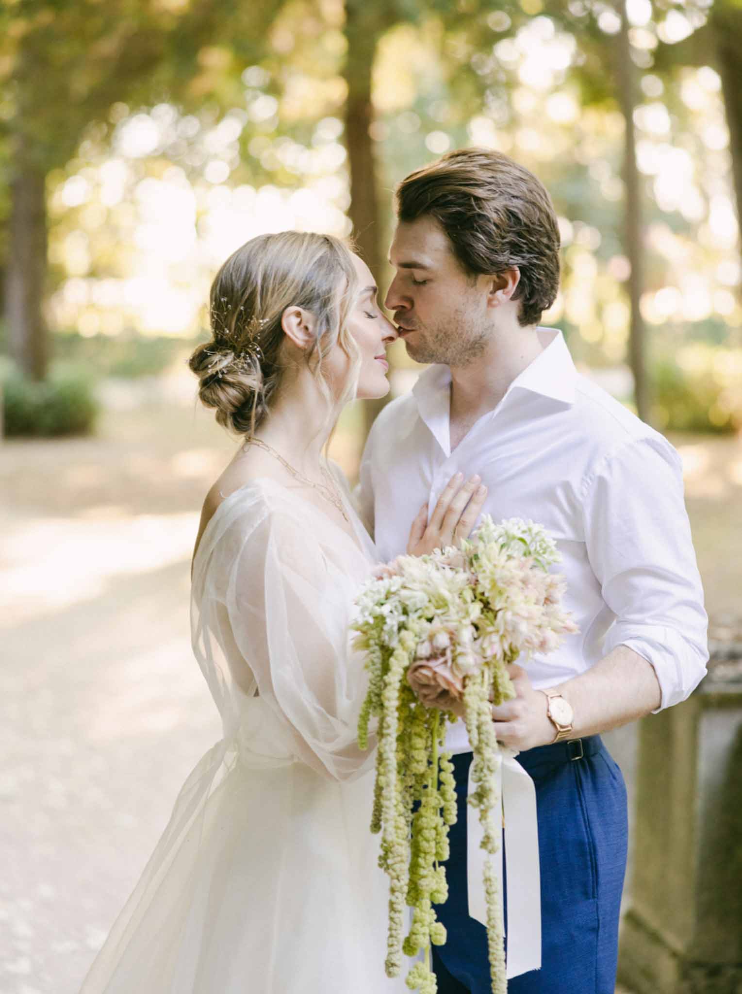 Couple portrait at Chateau des Barrenques photographed by Sebastien Boudot