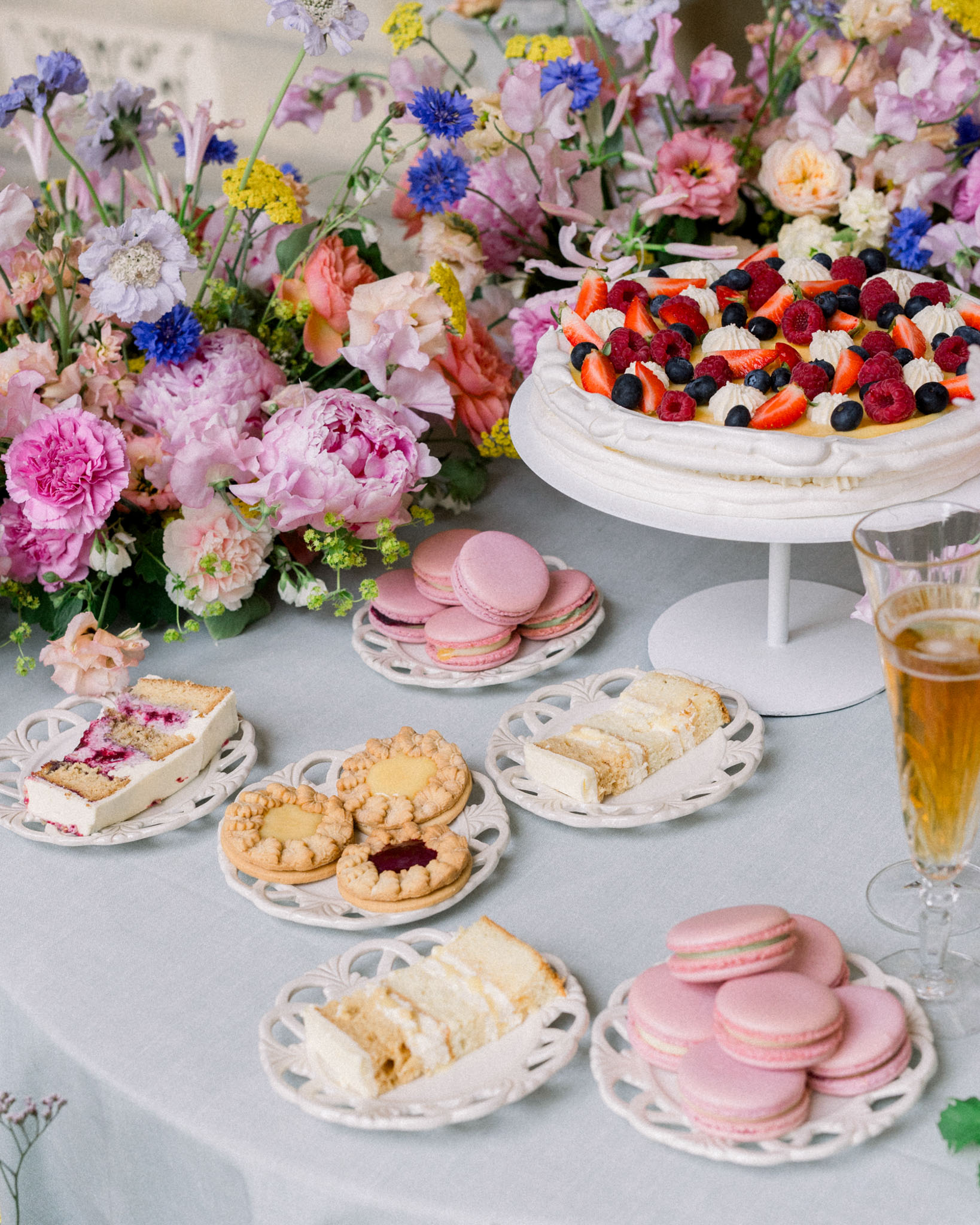 Wedding flat lay with flowers at a French chateau