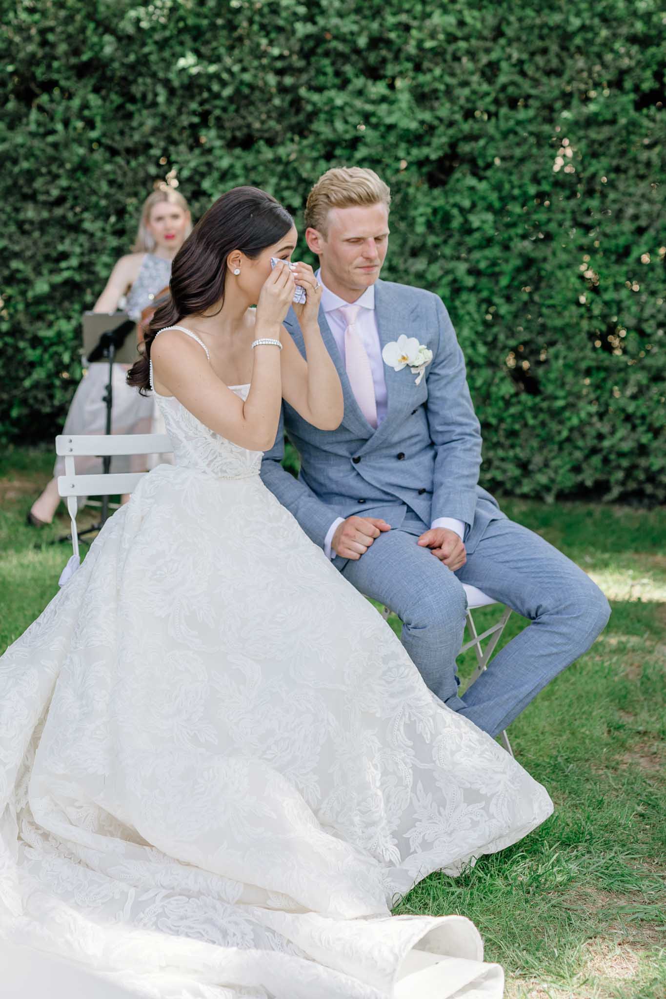 Couple sharing an intimate moment in a lavender field