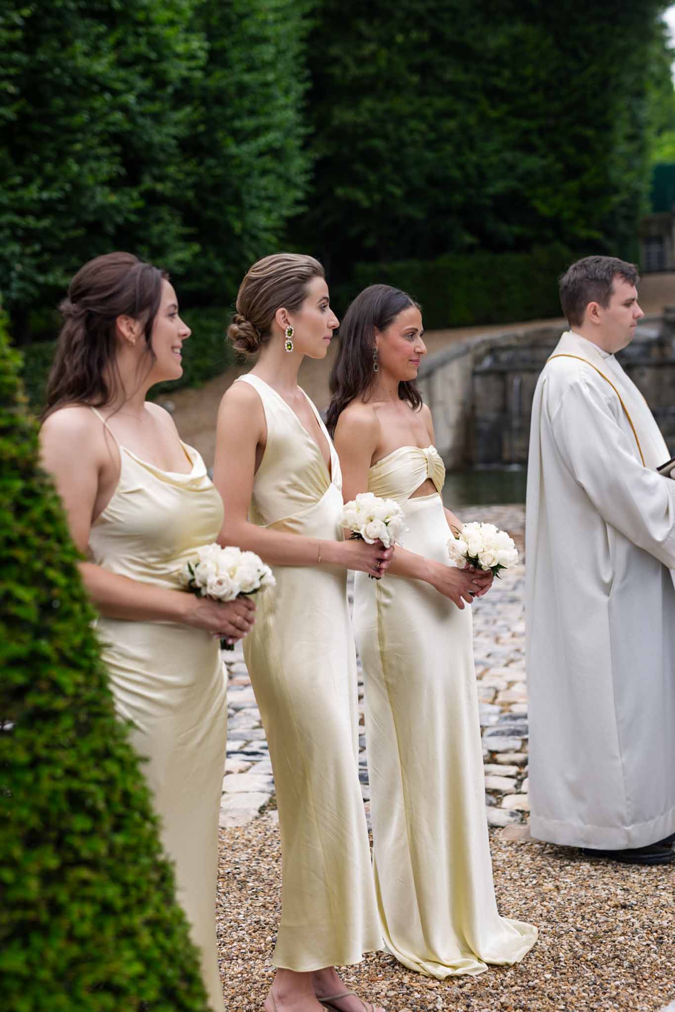 Bridesmaid standing at ceremony inside Villette Dream Paris wedding venue