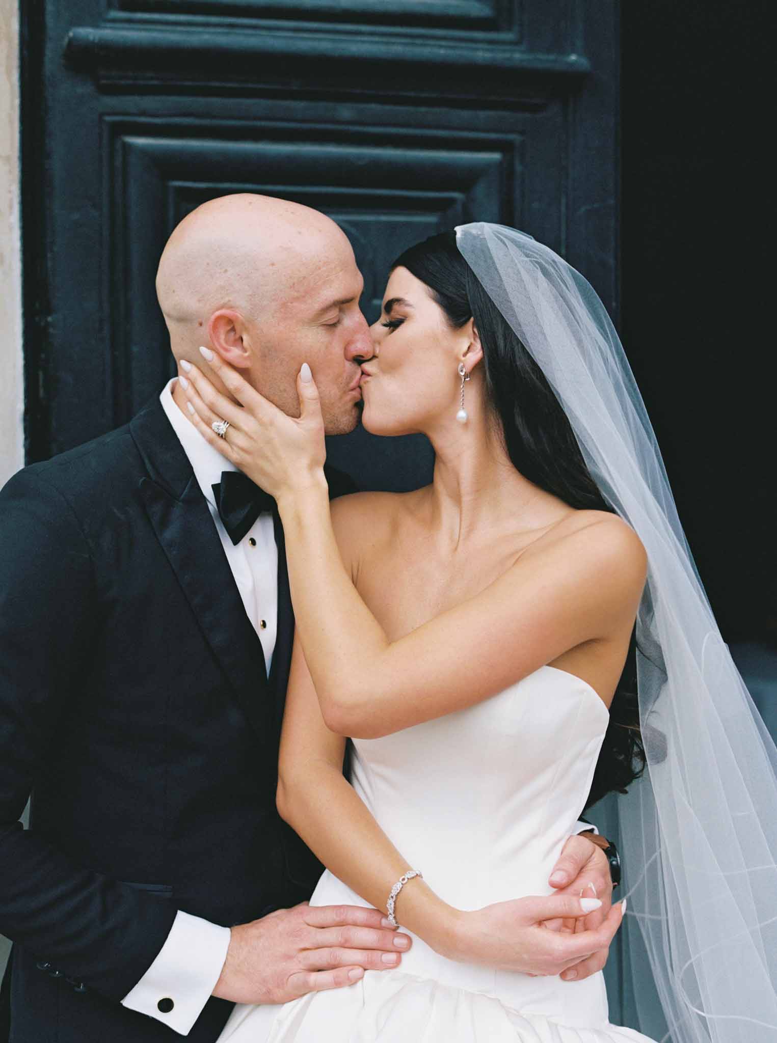 Bride and groom sharing a kiss