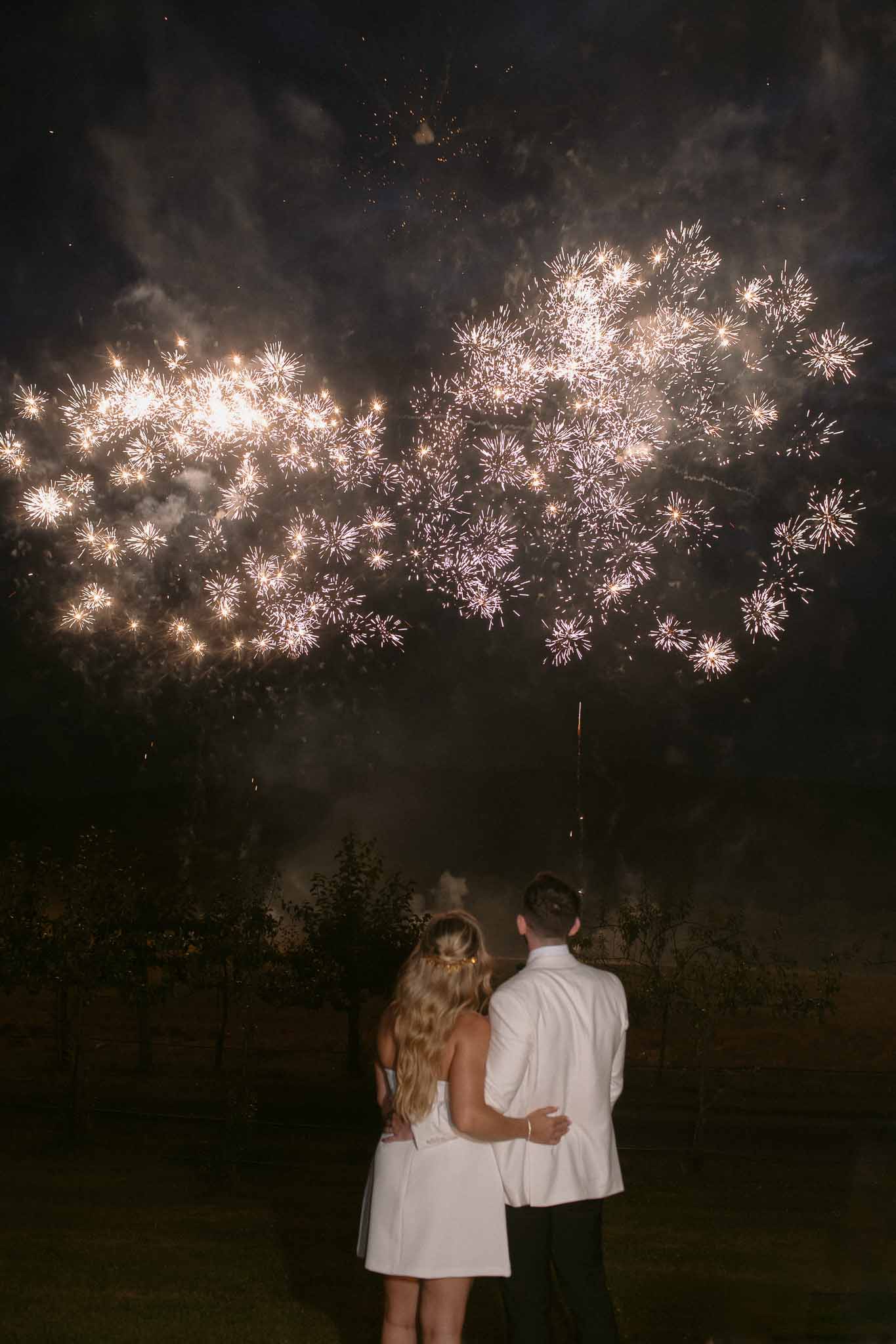Bride and groom portrait in a garden