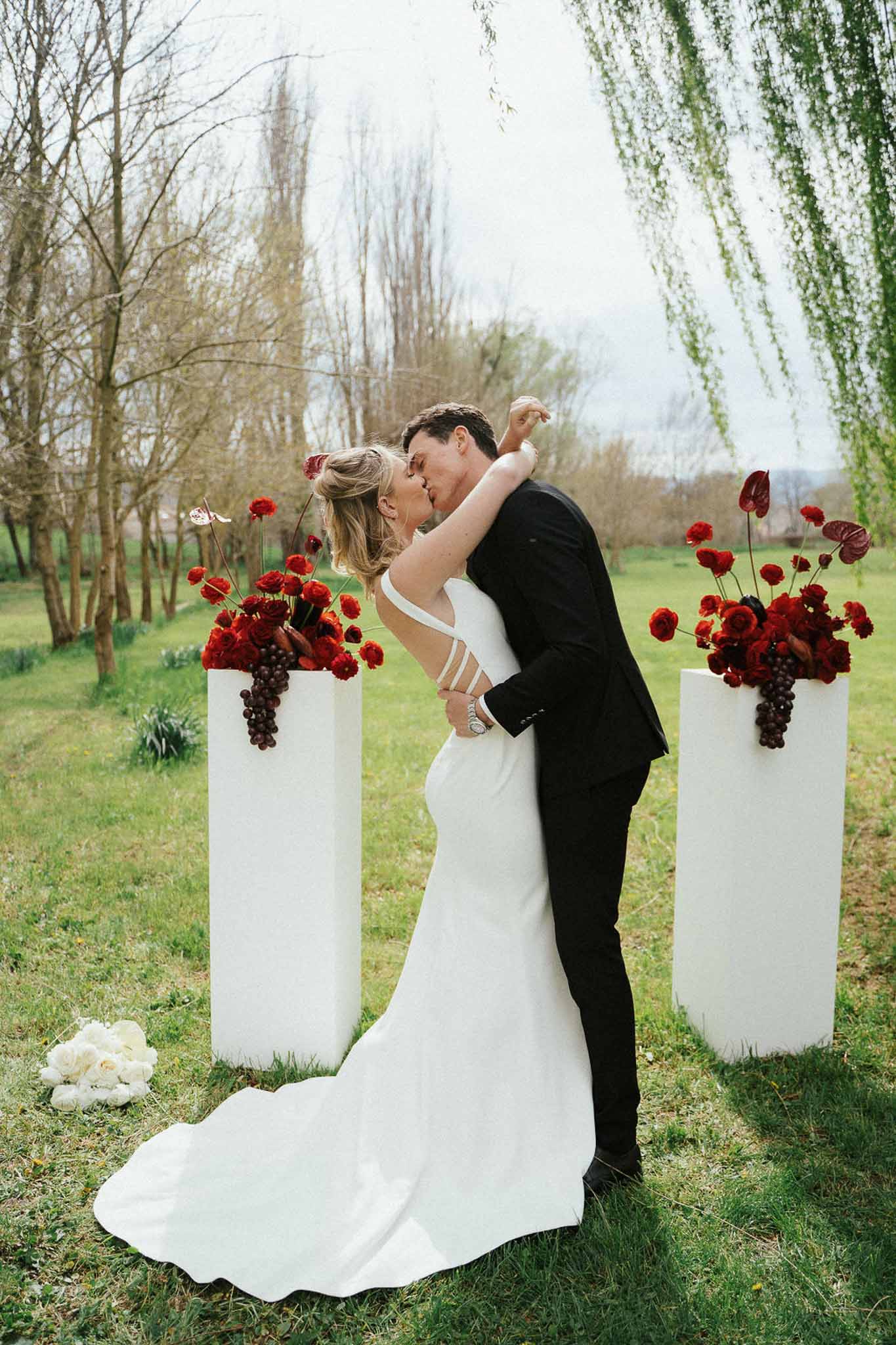 Wedding ceremony with white roses