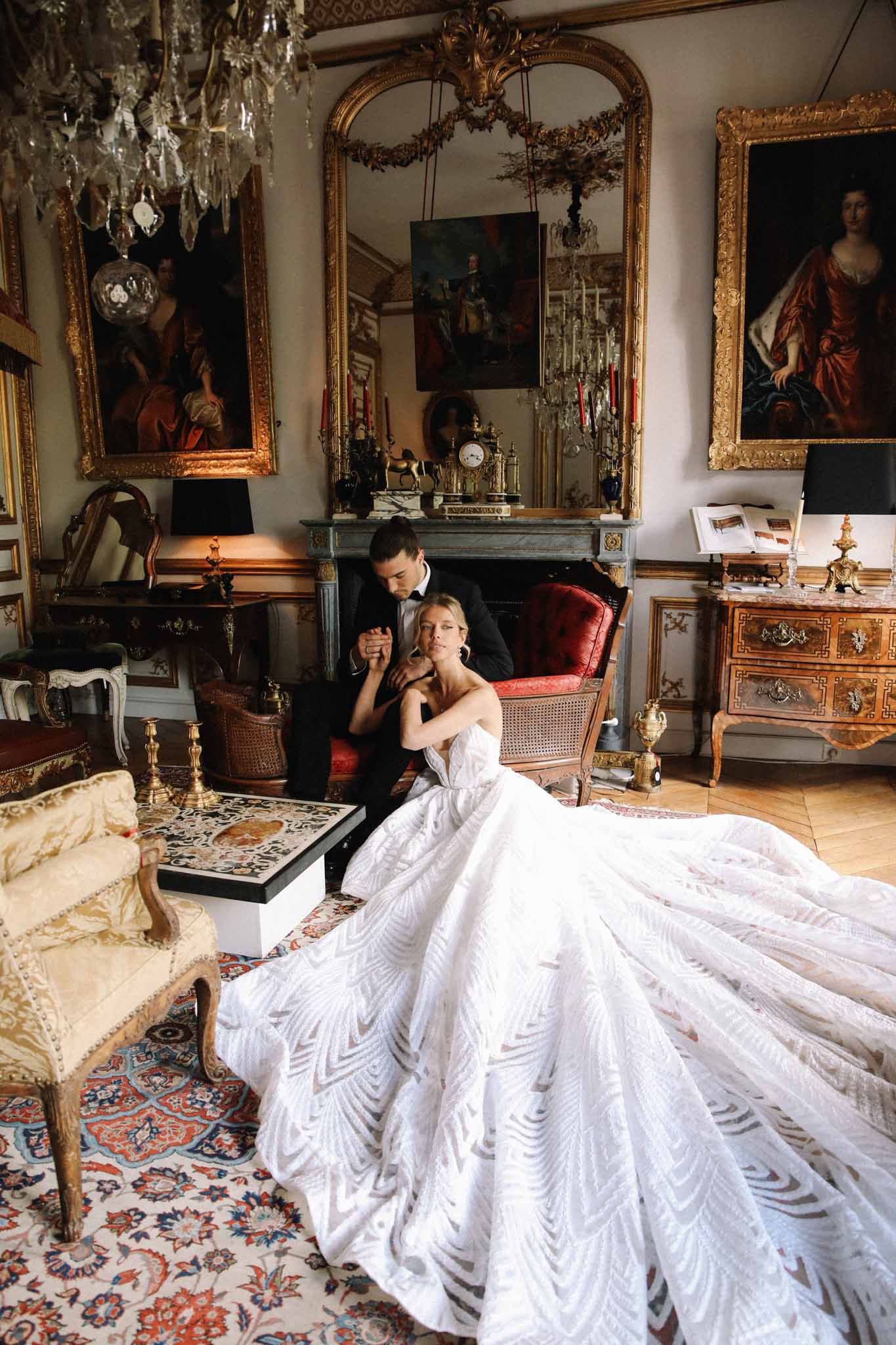 Bride and groom kissing