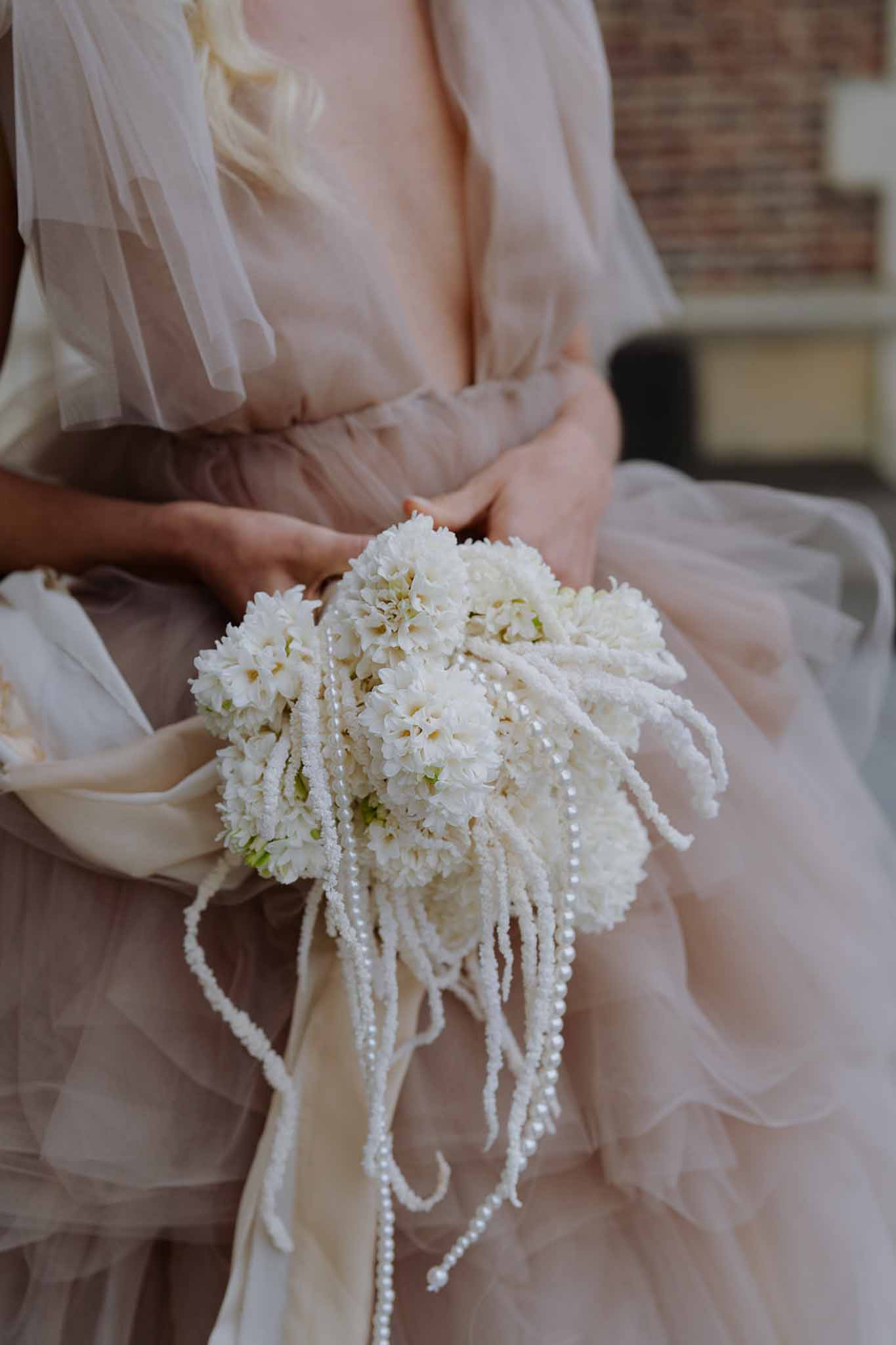 Wedding bouquet with white roses