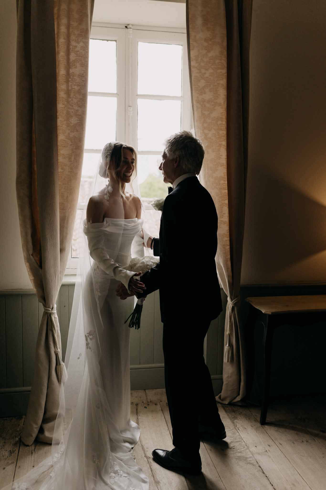 First look between bride and groom