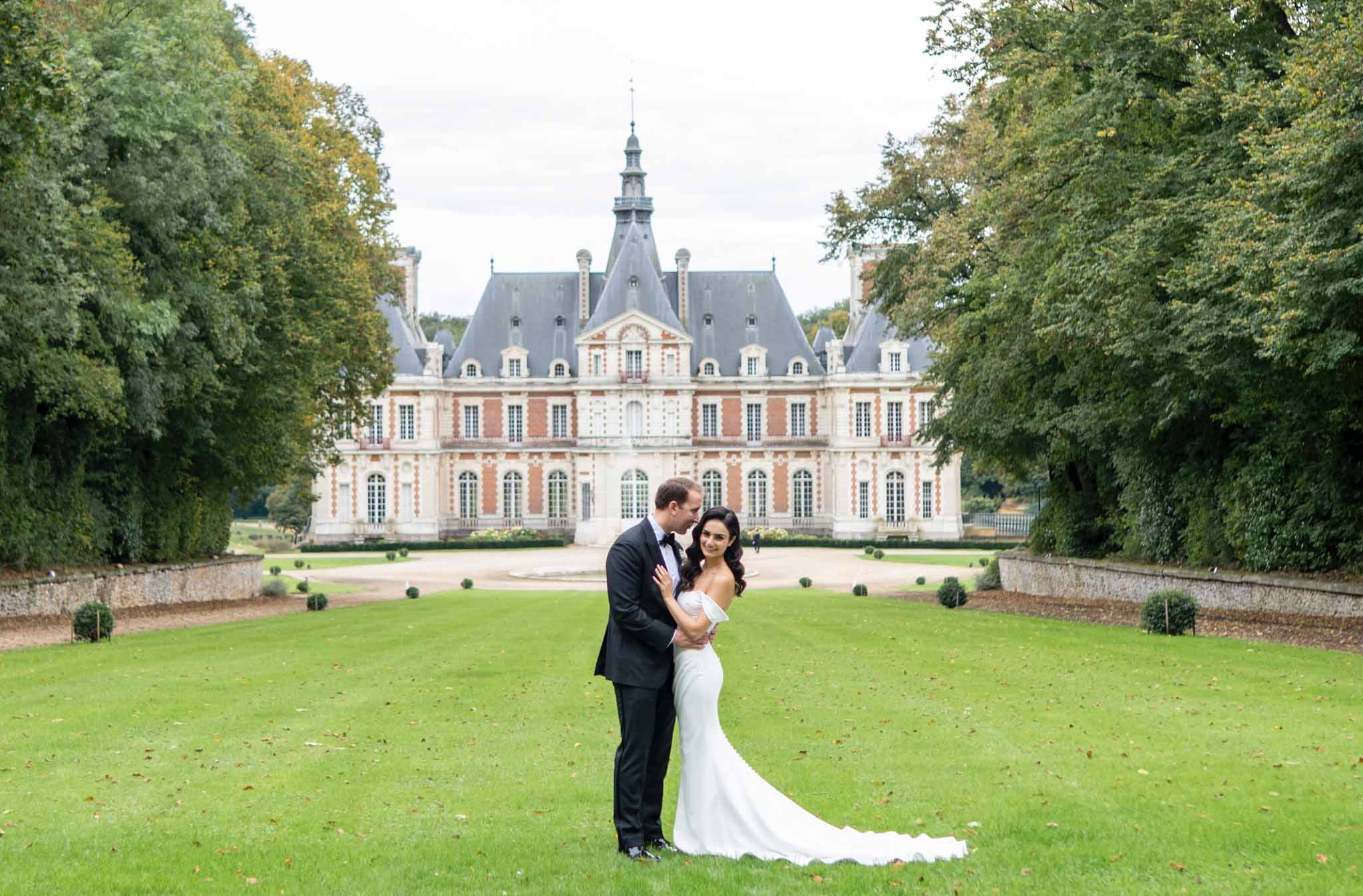 Dusty Blue Hydrangea and Gold Fireworks at Chateau de Baronville, Loire