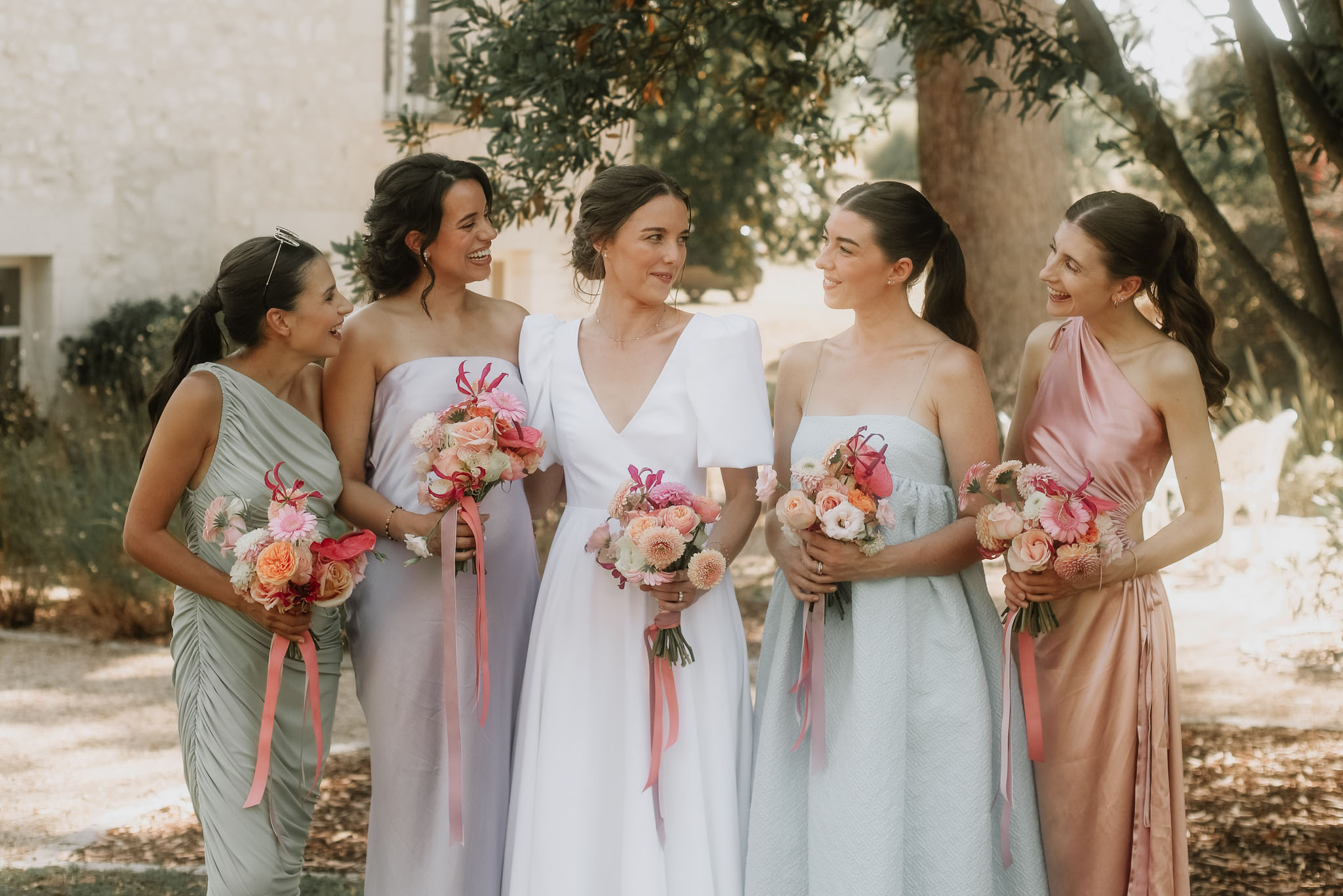 Blush Florals and Honey Stone at Chateau Lacanaud, Dordogne