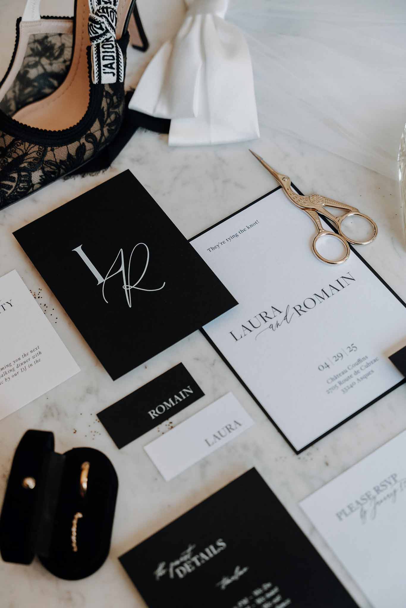 Black and white photo of flat lay of