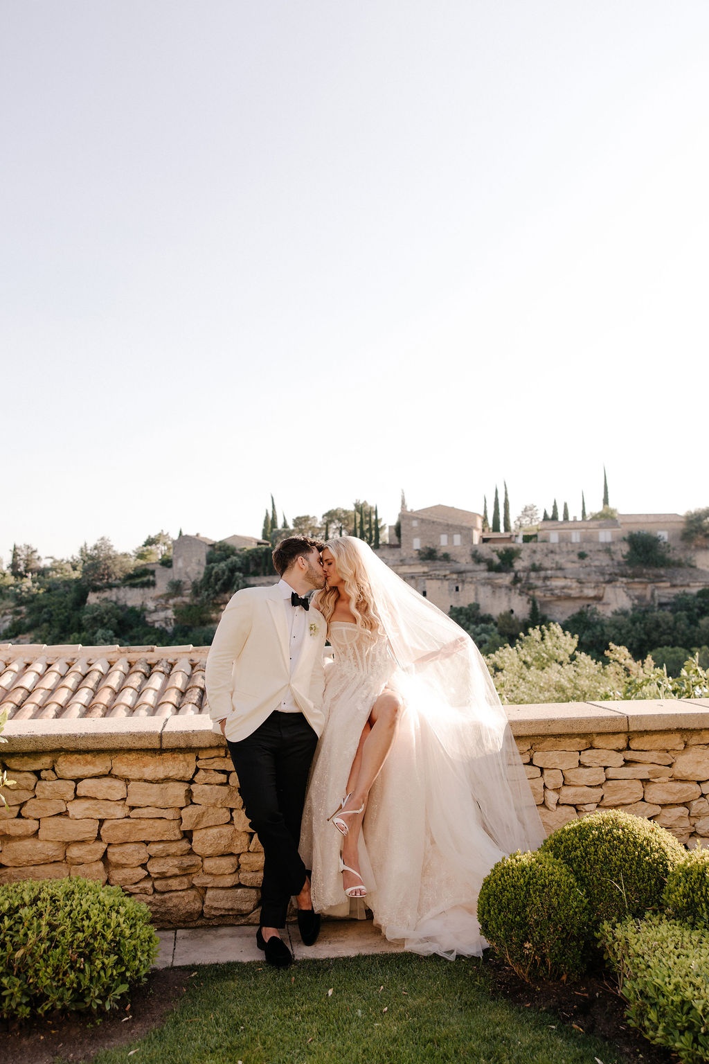 Julia and Dylan's Cliffside Lace Wedding at Airelles Gordes La Bastide, Provence