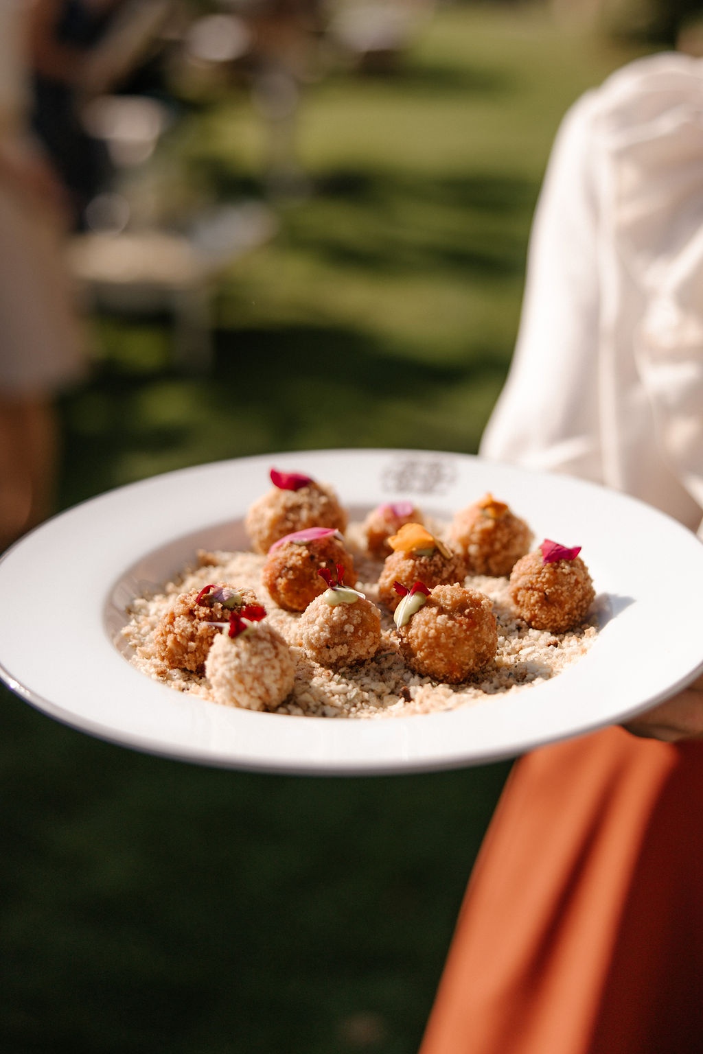 Canape tray served at Airelles Gordes La Bastide, Provence