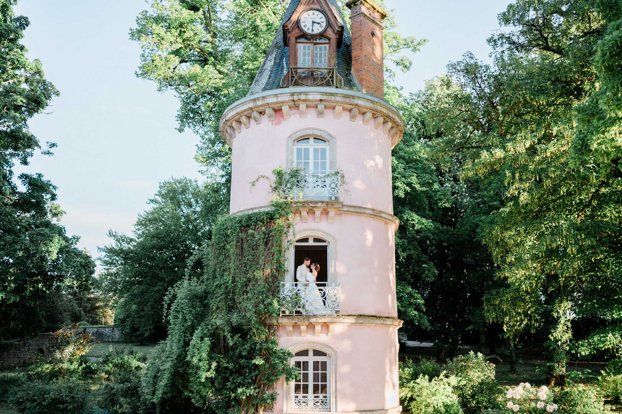 Toile de Jouy and Blush Peonies at a Burgundy Chateau