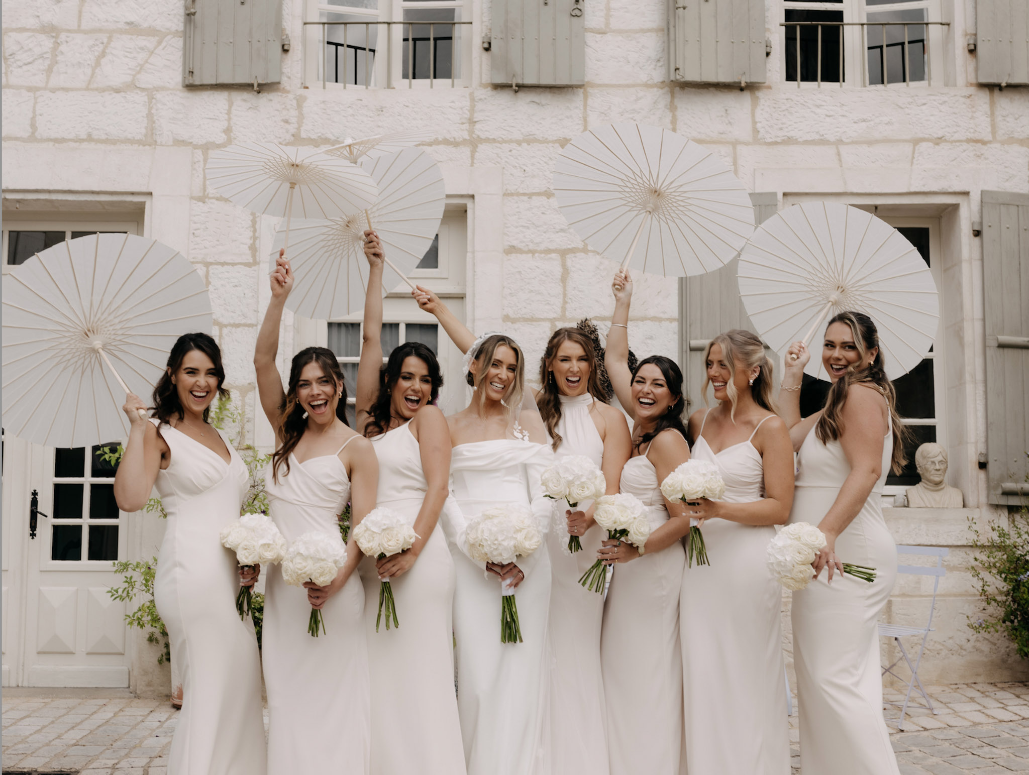 Ivory Florals and Rock-Church Vows at Manoir de Longeveau
