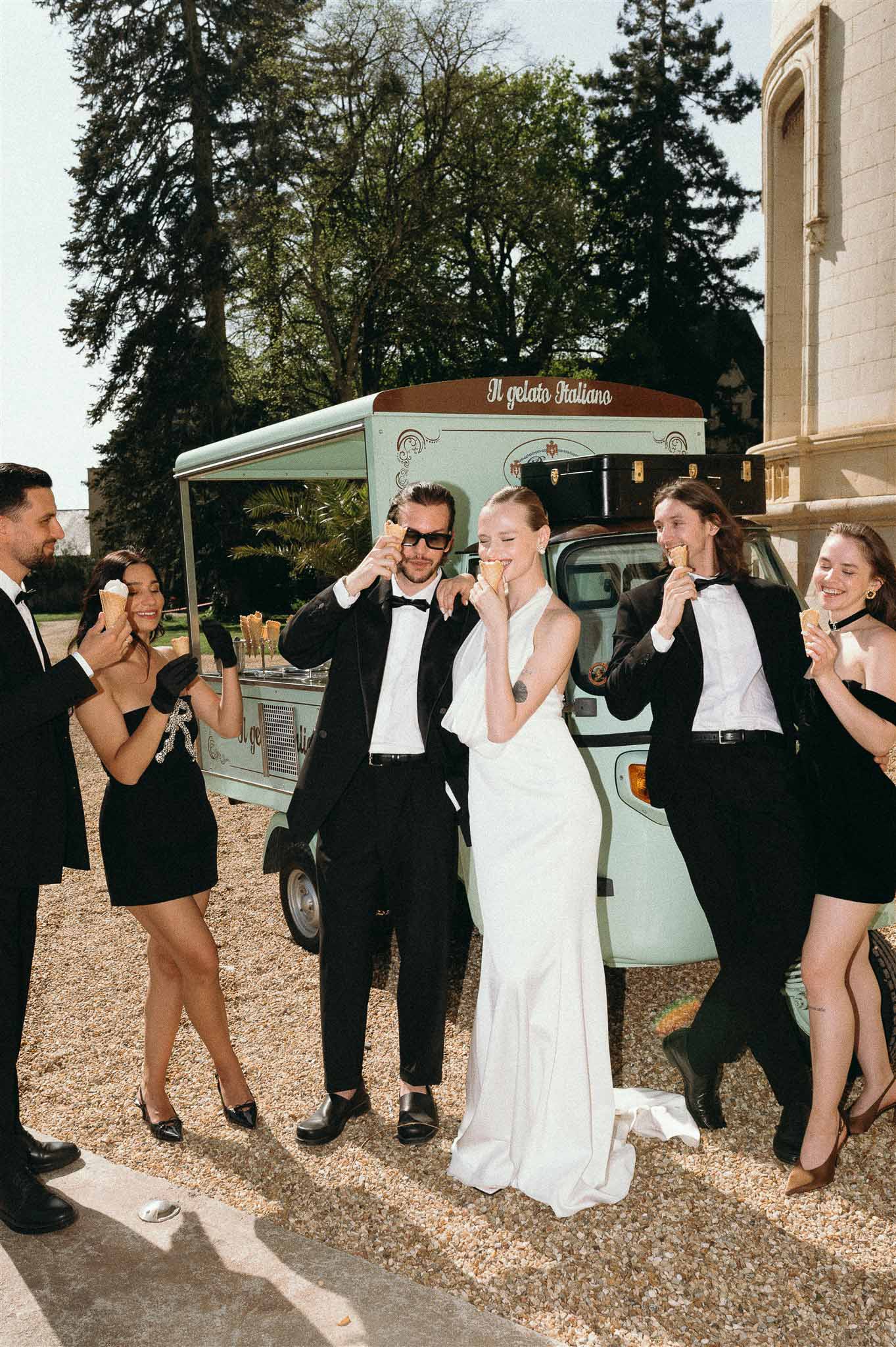 Black and white photo of wedding reception room