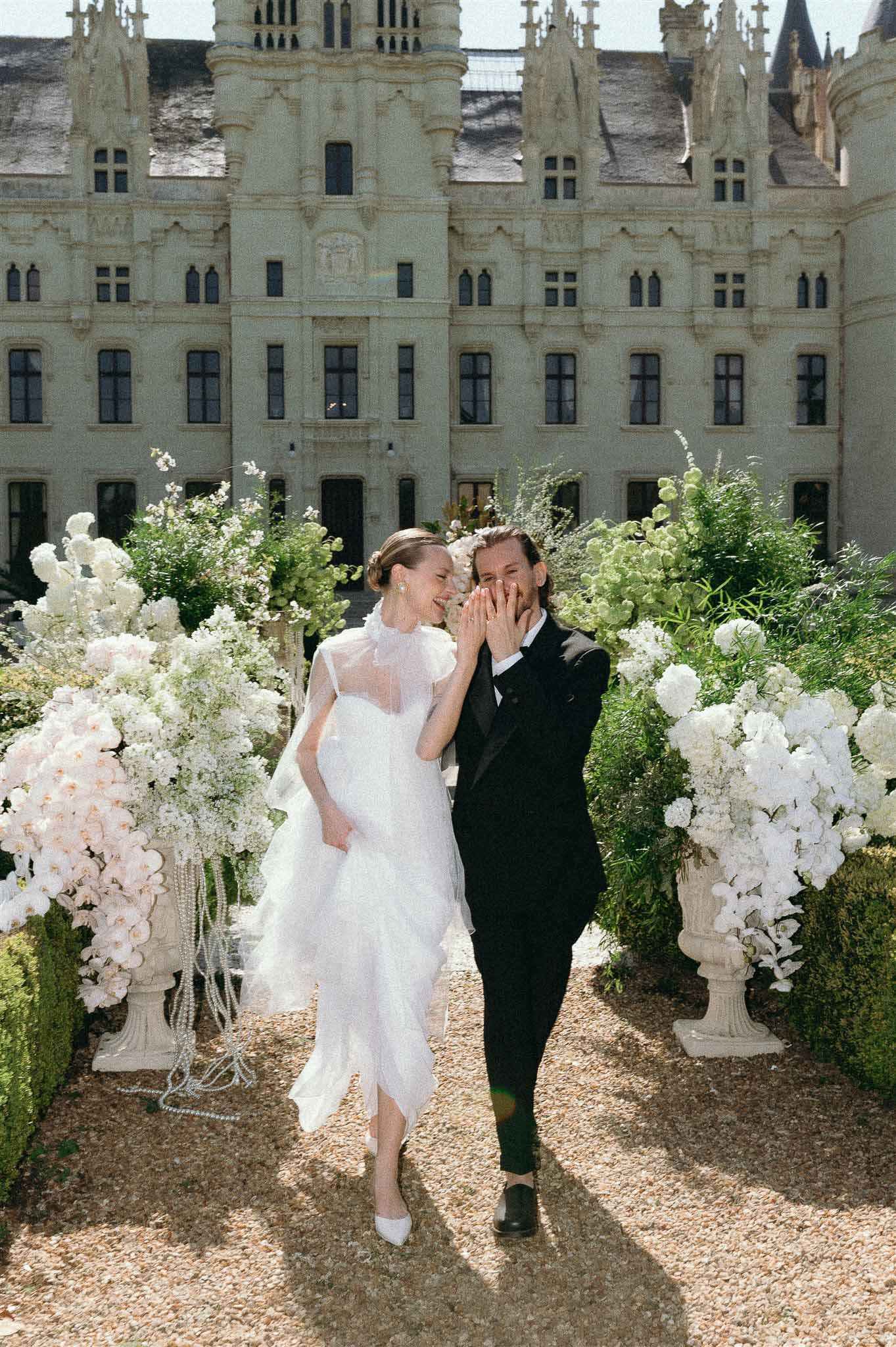 Wedding ceremony with white roses