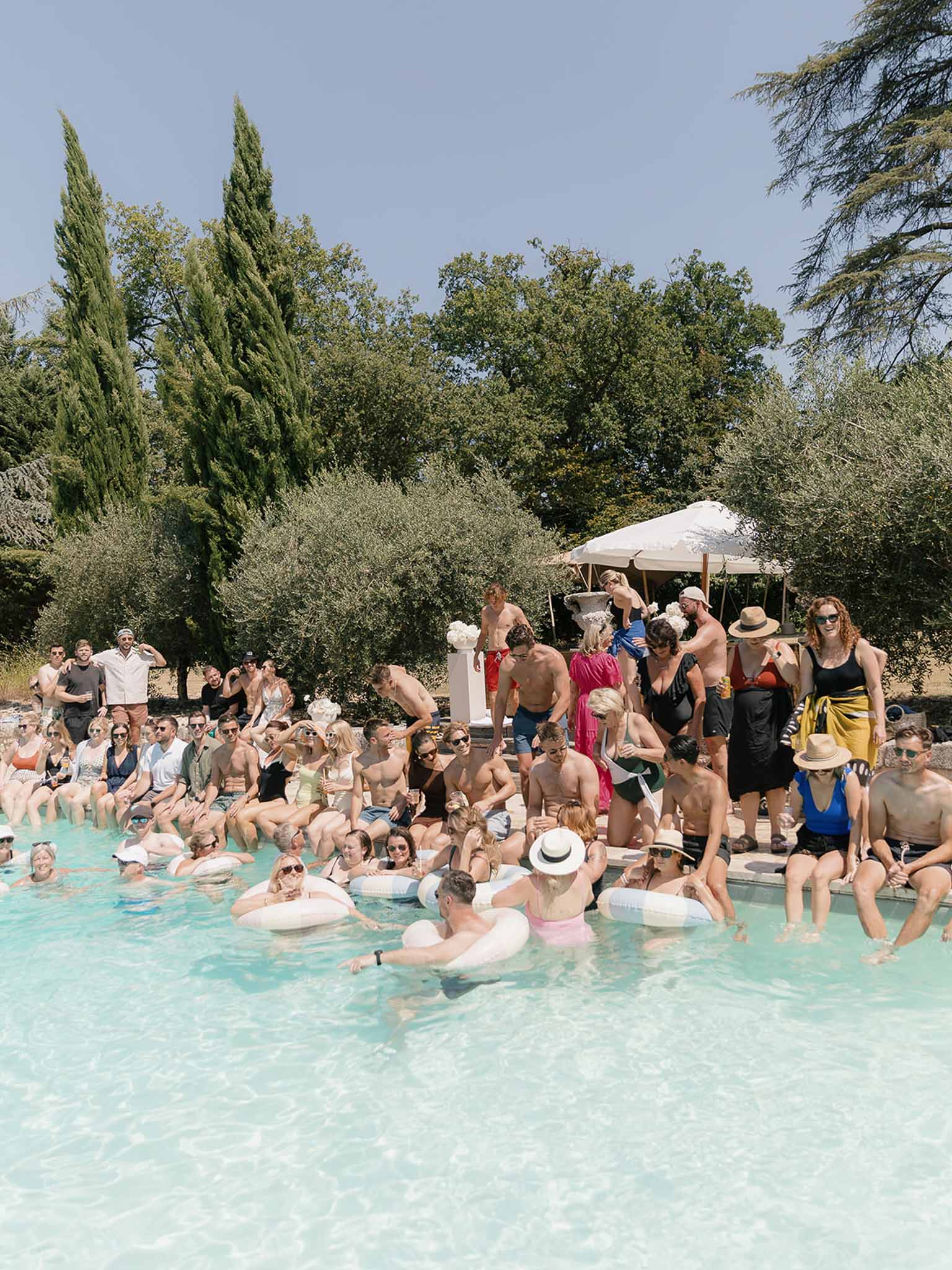 Wedding reception table setting in a garden