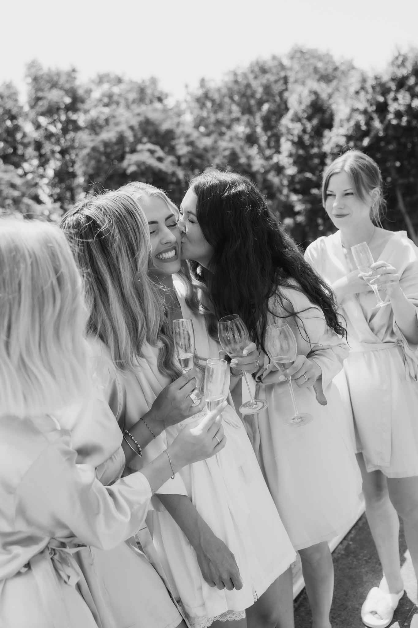 Black and white photo of bridal portrait