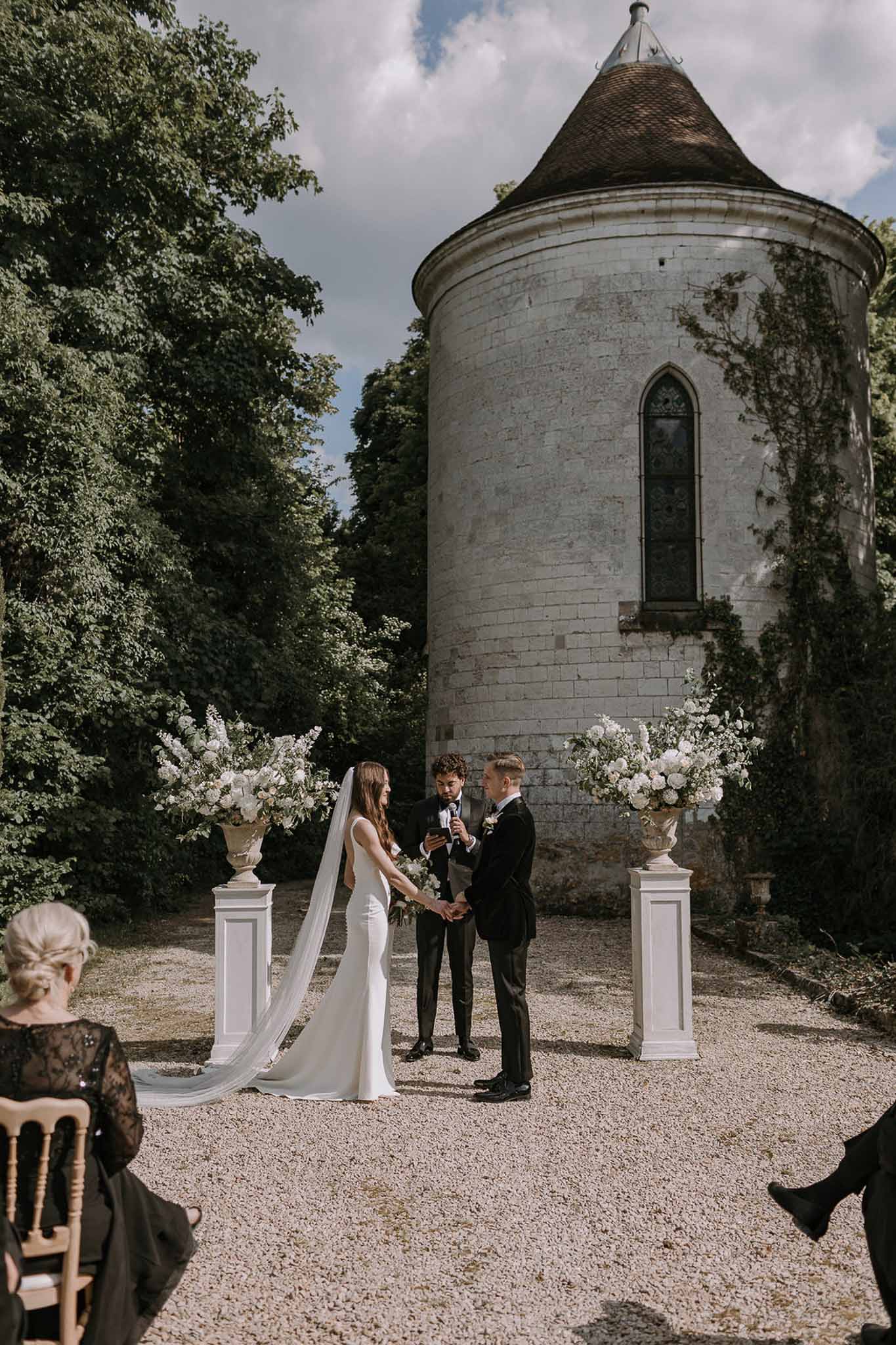 Wedding ceremony with white roses