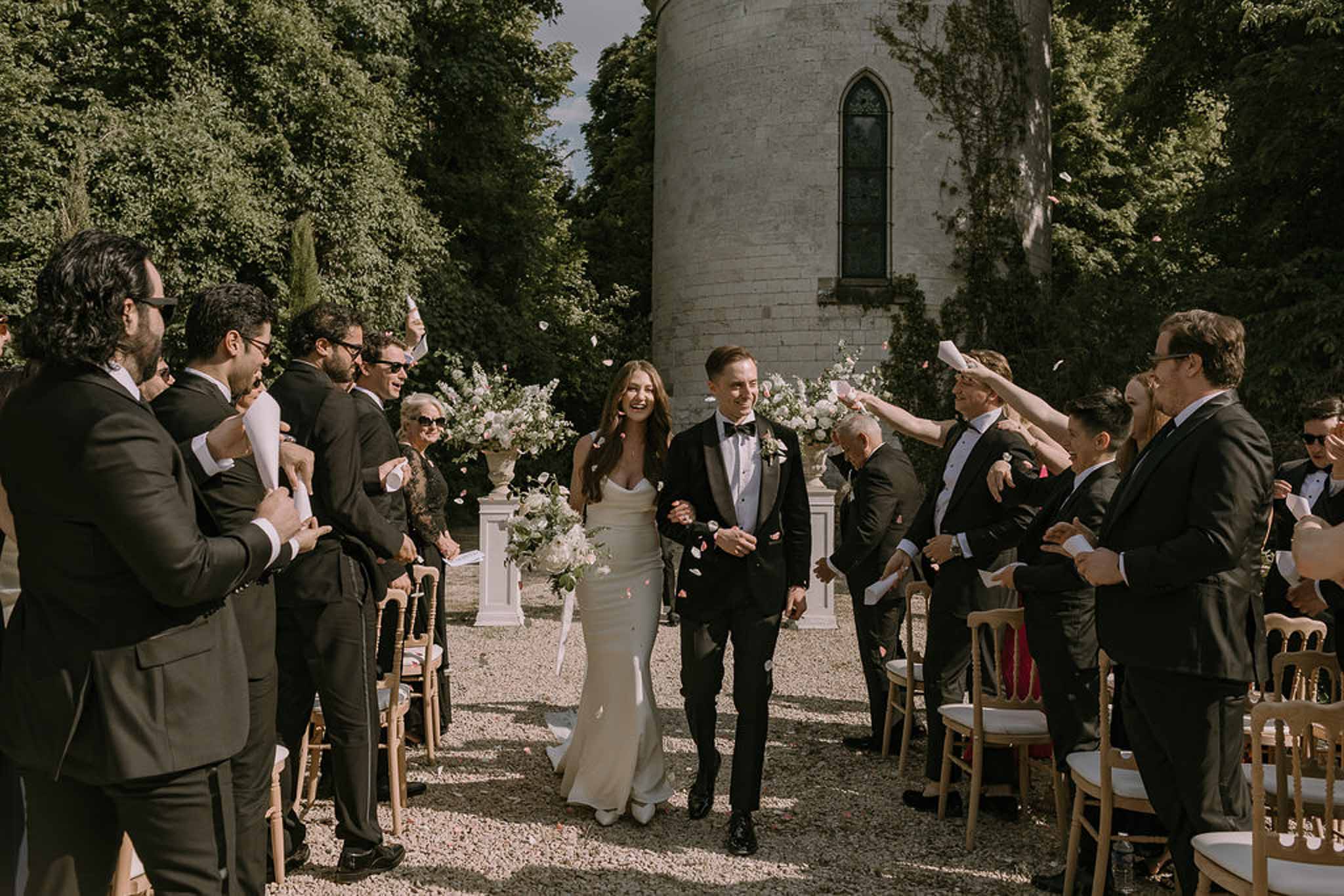 Wedding ceremony with white roses