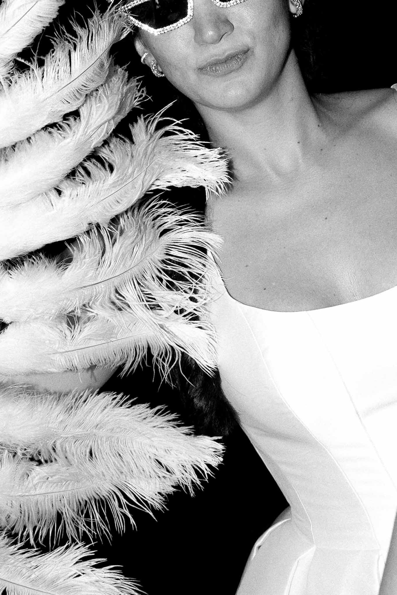 Black and white photo of bridal portrait