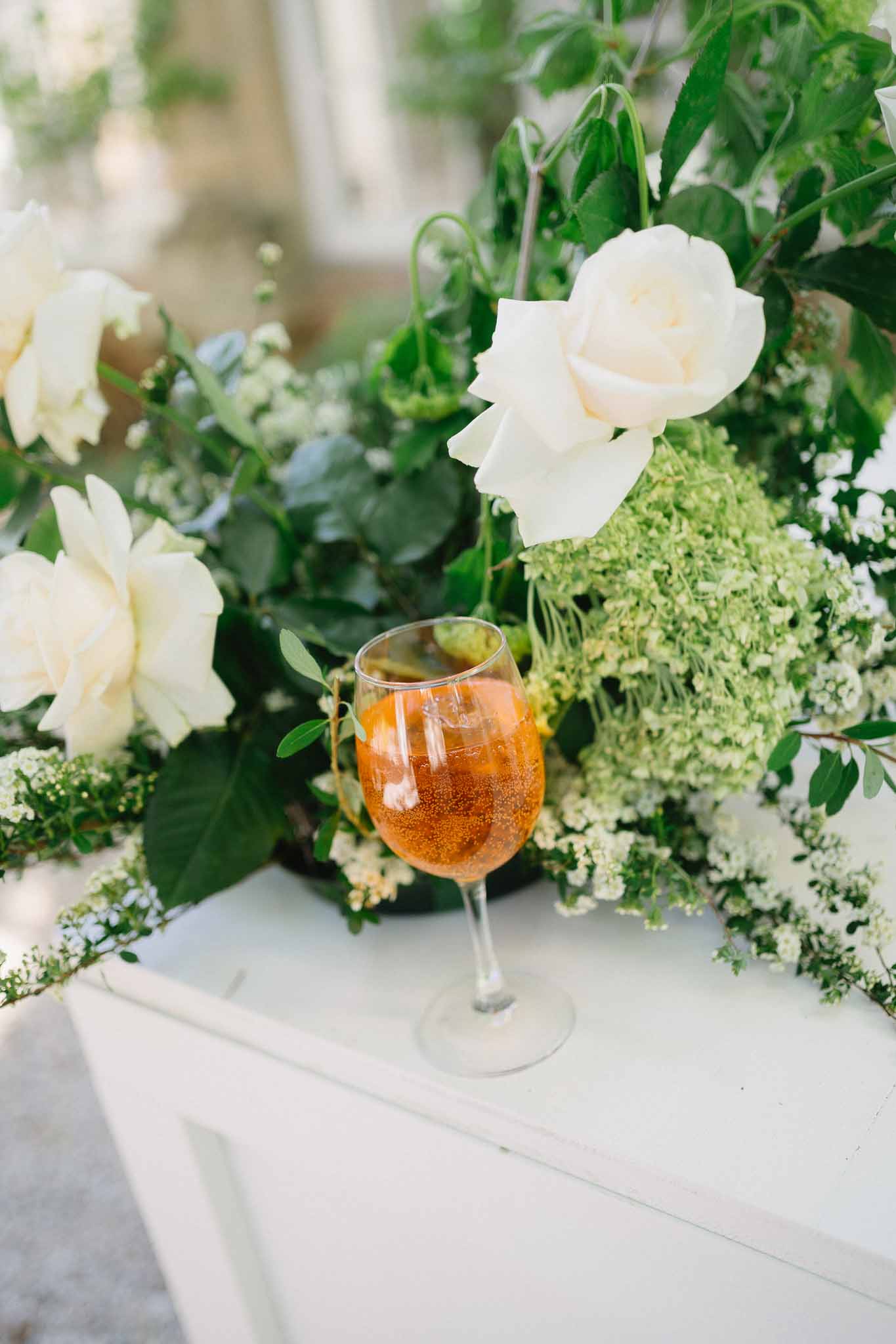 Wedding cocktail hour in a garden