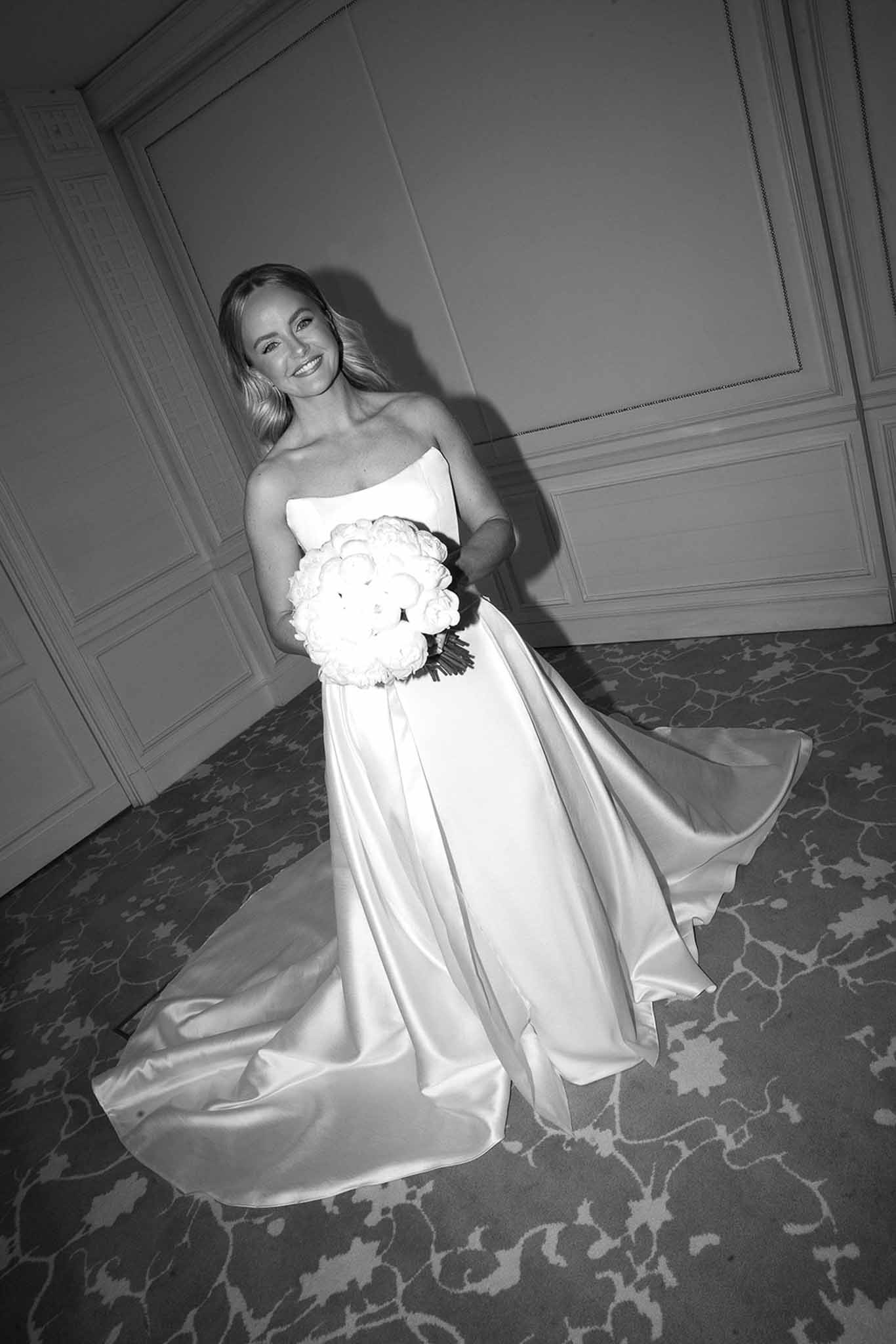 Black and white photo of bridal portrait