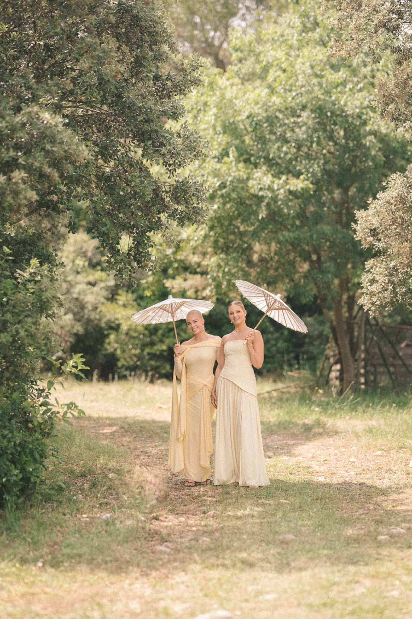 Bridal party in a garden