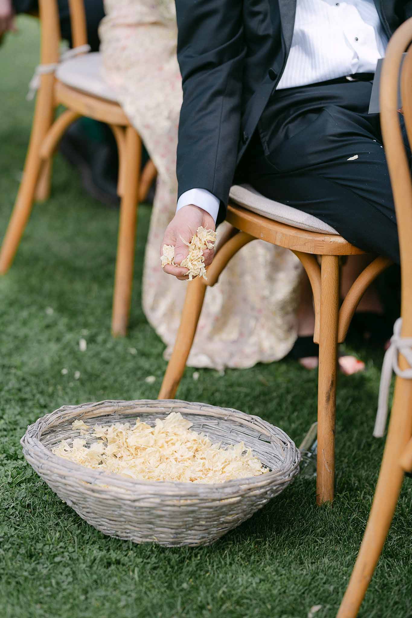 Wedding ceremony with white roses