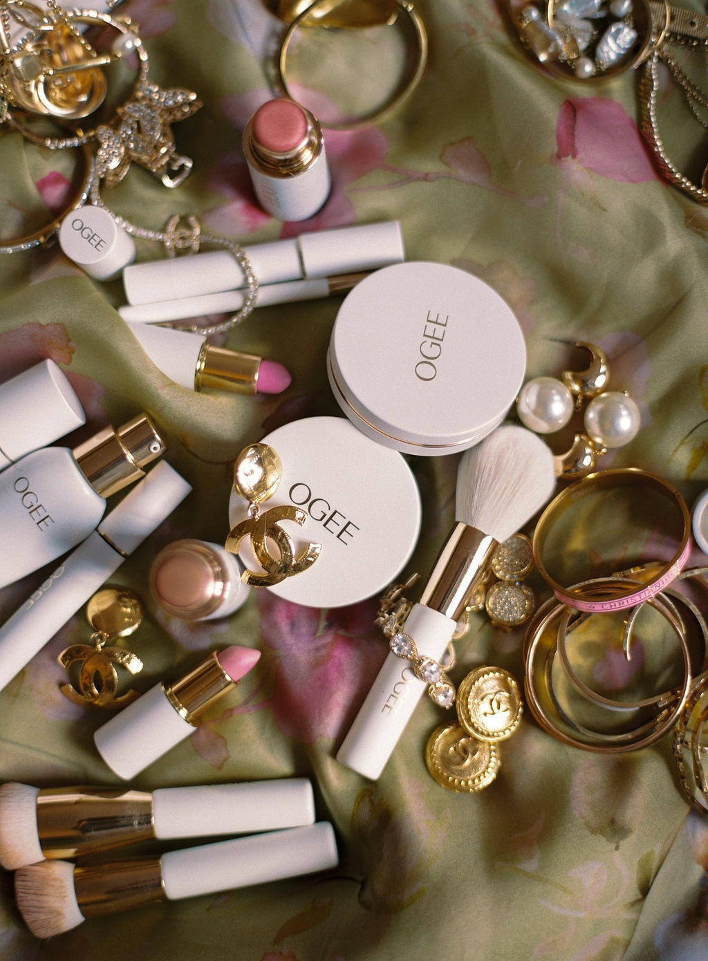 Ogee beauty and Chanel jewellery flat lay at La Bastide de Laurence, Provence