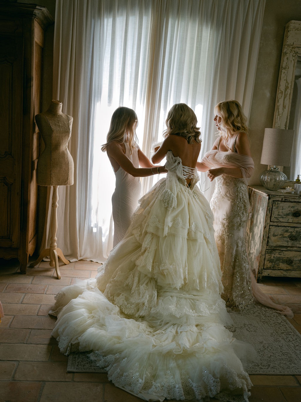 Sally Bean Couture gown on mannequin at La Bastide de Laurence, Provence