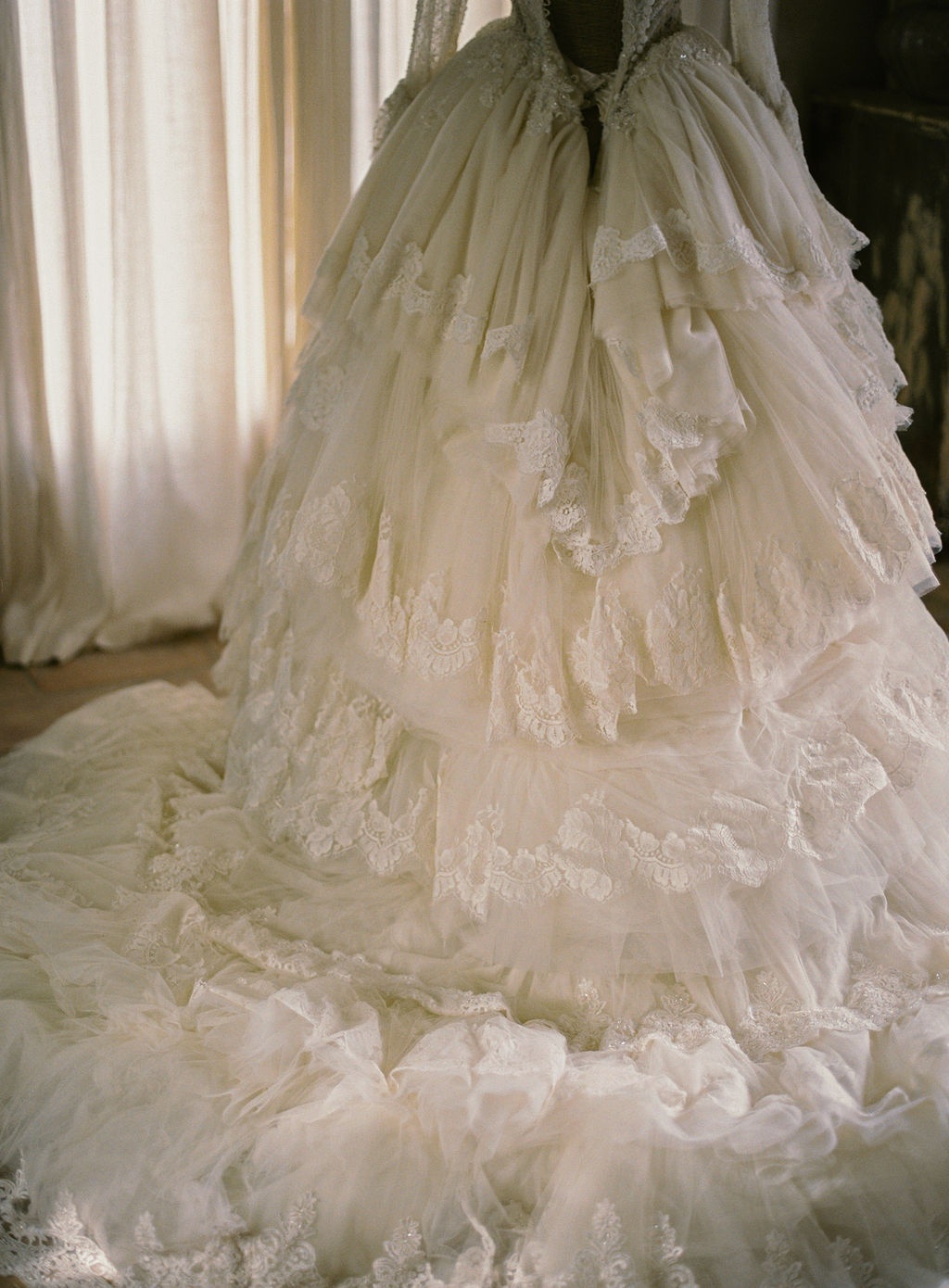 detail of Sally Bean Couture lace skirt at La Bastide de Laurence, Provence