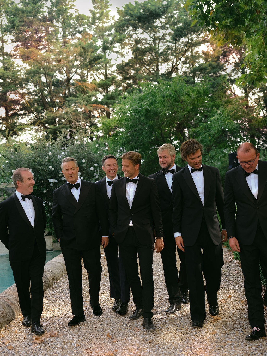 bridesmaids in watercolour dresses at La Bastide de Laurence, Provence