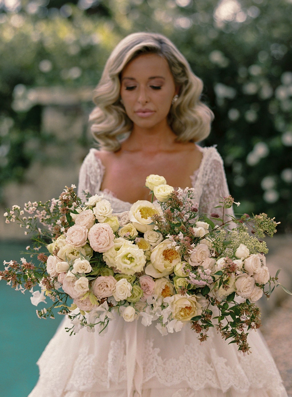 flower girls and bridesmaids in the garden at La Bastide de Laurence, Provence
