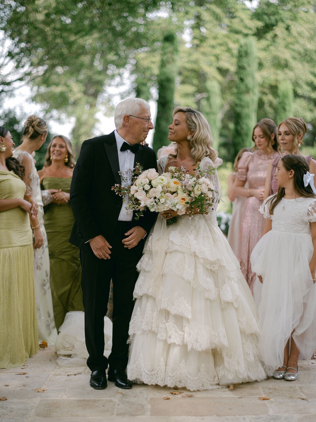 bride laughing with her bridesmaids at La Bastide de Laurence, Provence