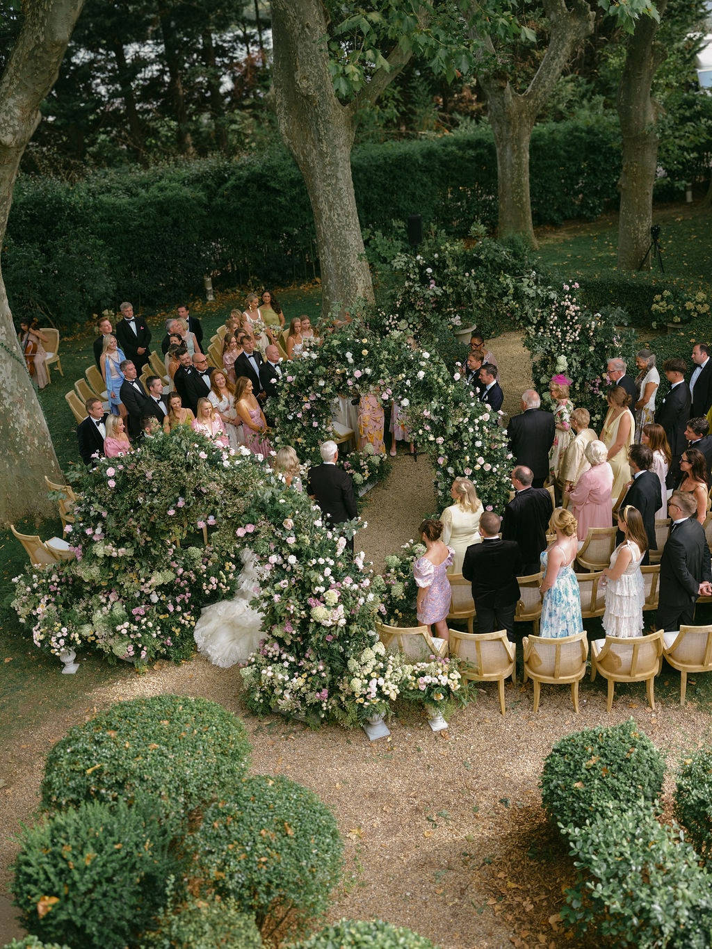 bridal party reaction during the vows at La Bastide de Laurence, Provence