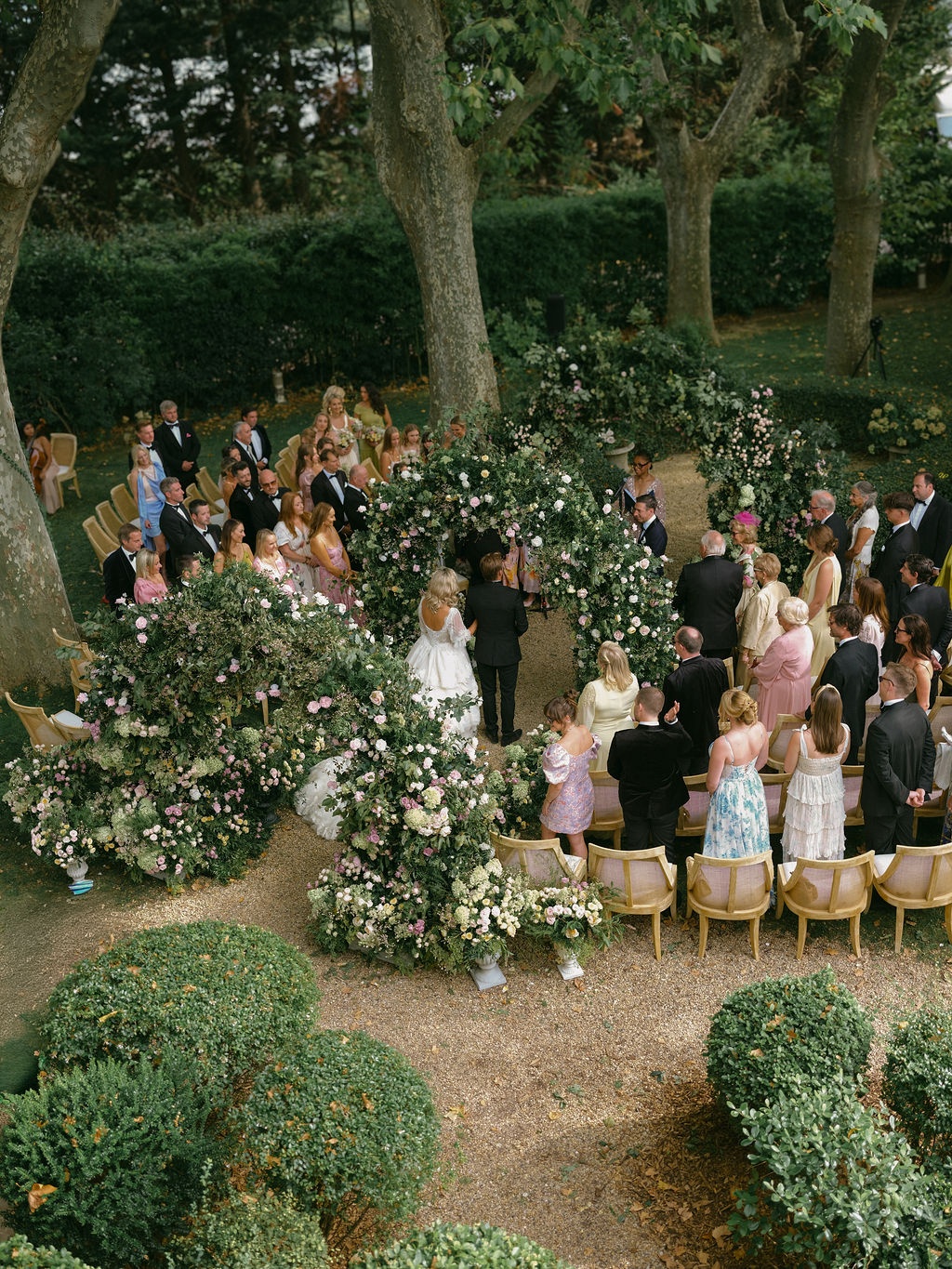 couple walking back down the aisle at La Bastide de Laurence, Provence