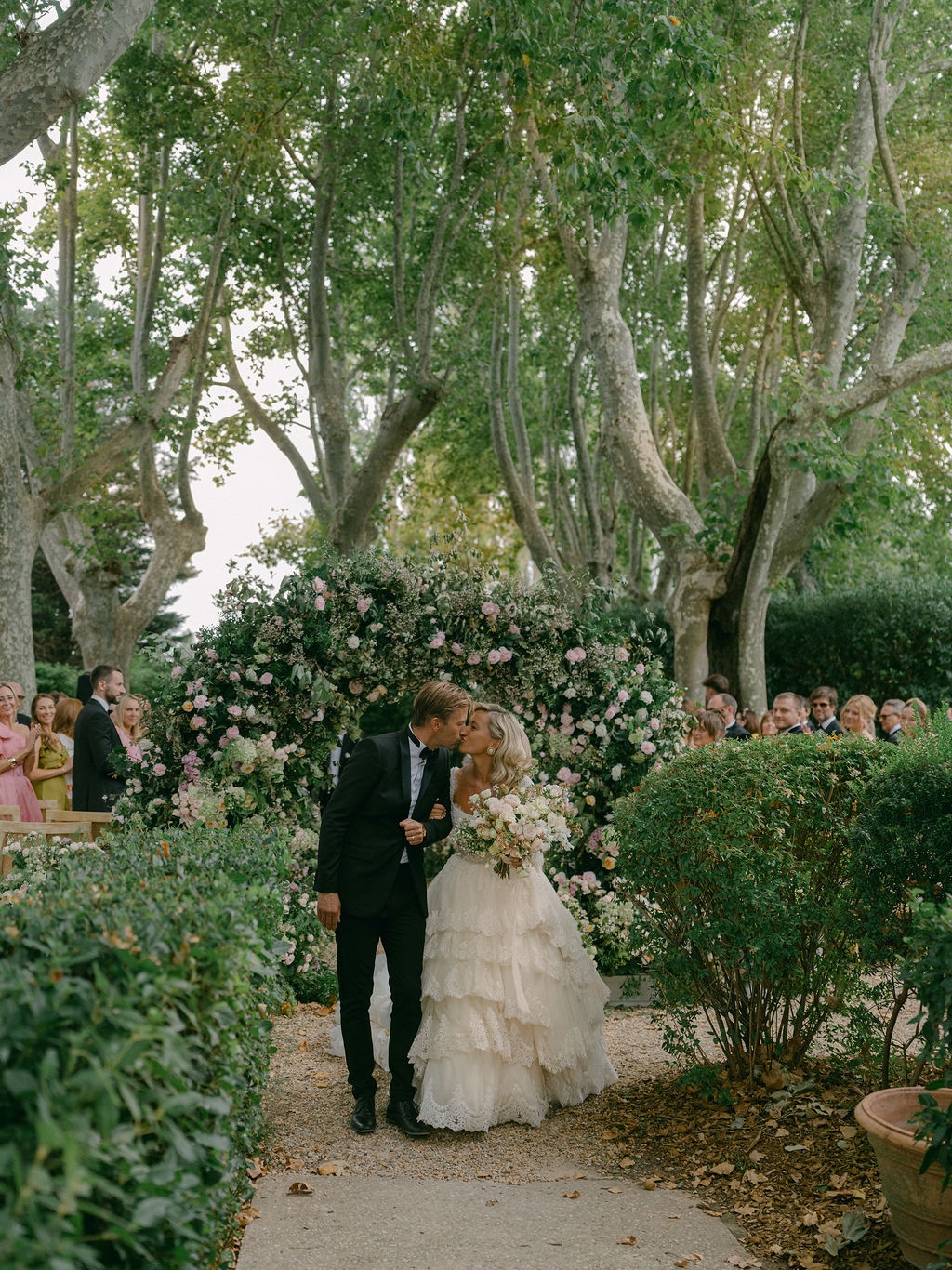 empty ceremony arch after the recessional at La Bastide de Laurence, Provence