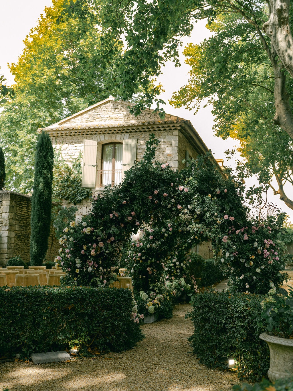 bride listening to groom's vows at La Bastide de Laurence, Provence