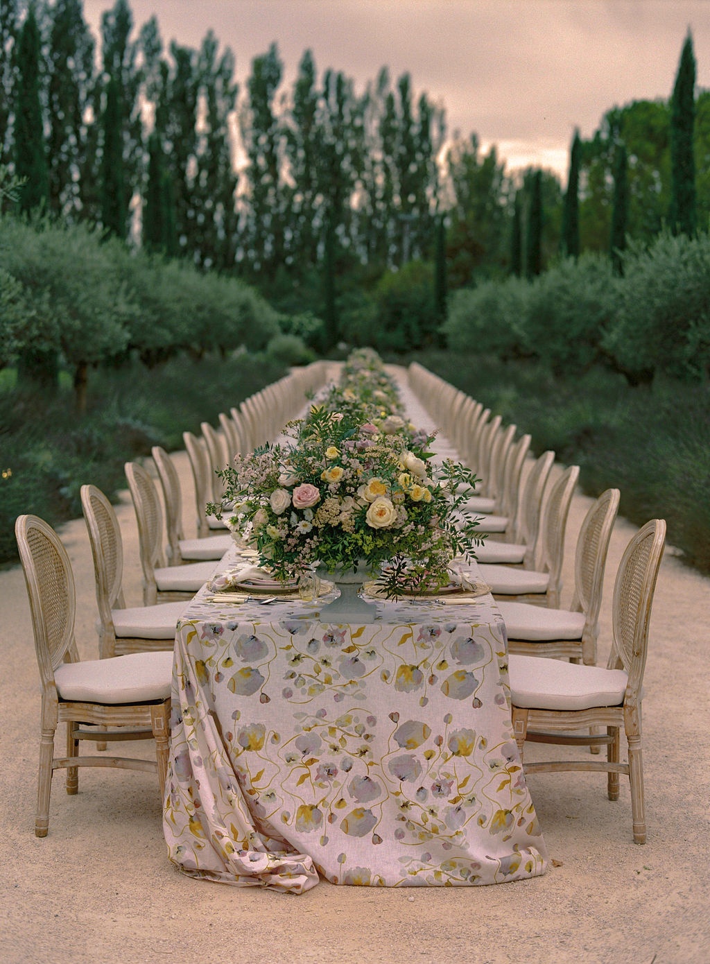 long dinner table during the speeches at La Bastide de Laurence, Provence