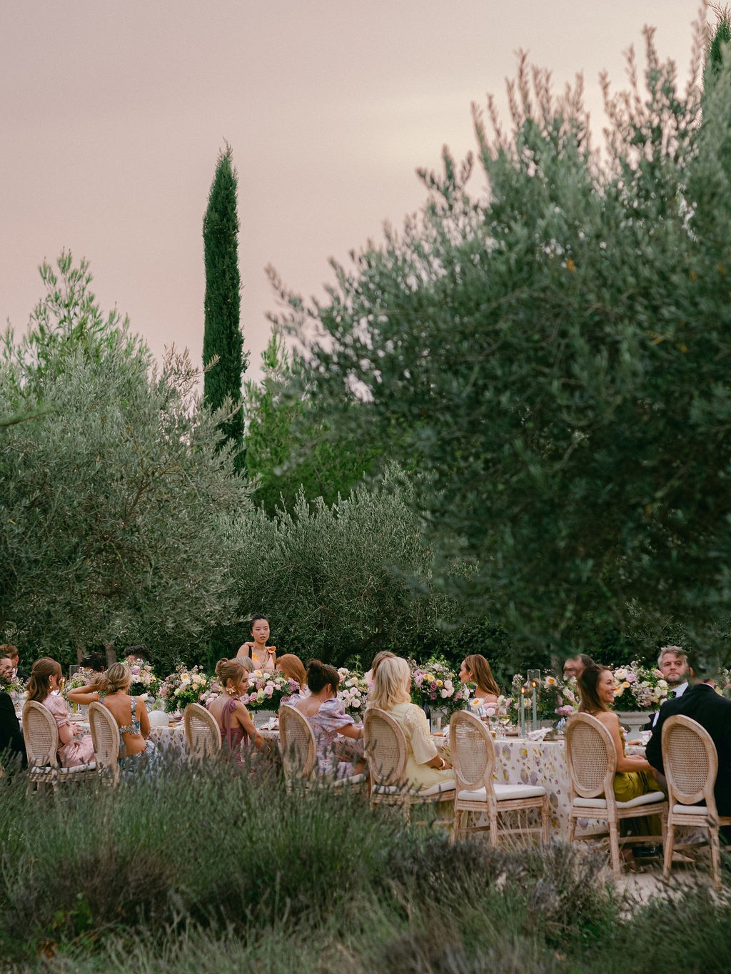 plated course on printed linen at La Bastide de Laurence, Provence
