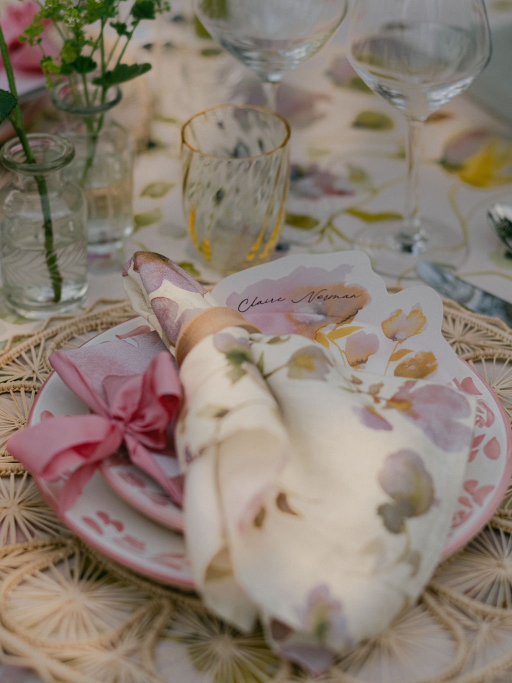 dinner table along the olive allee at La Bastide de Laurence, Provence